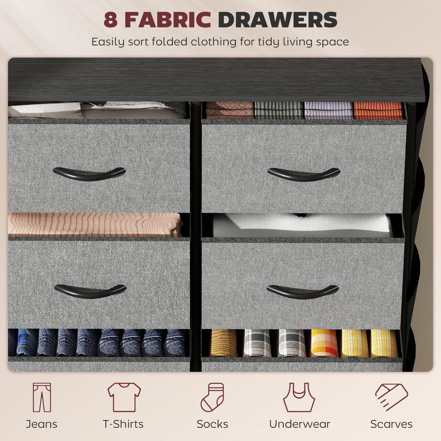 8-Drawer Charcoal Fabric Chest - image 2