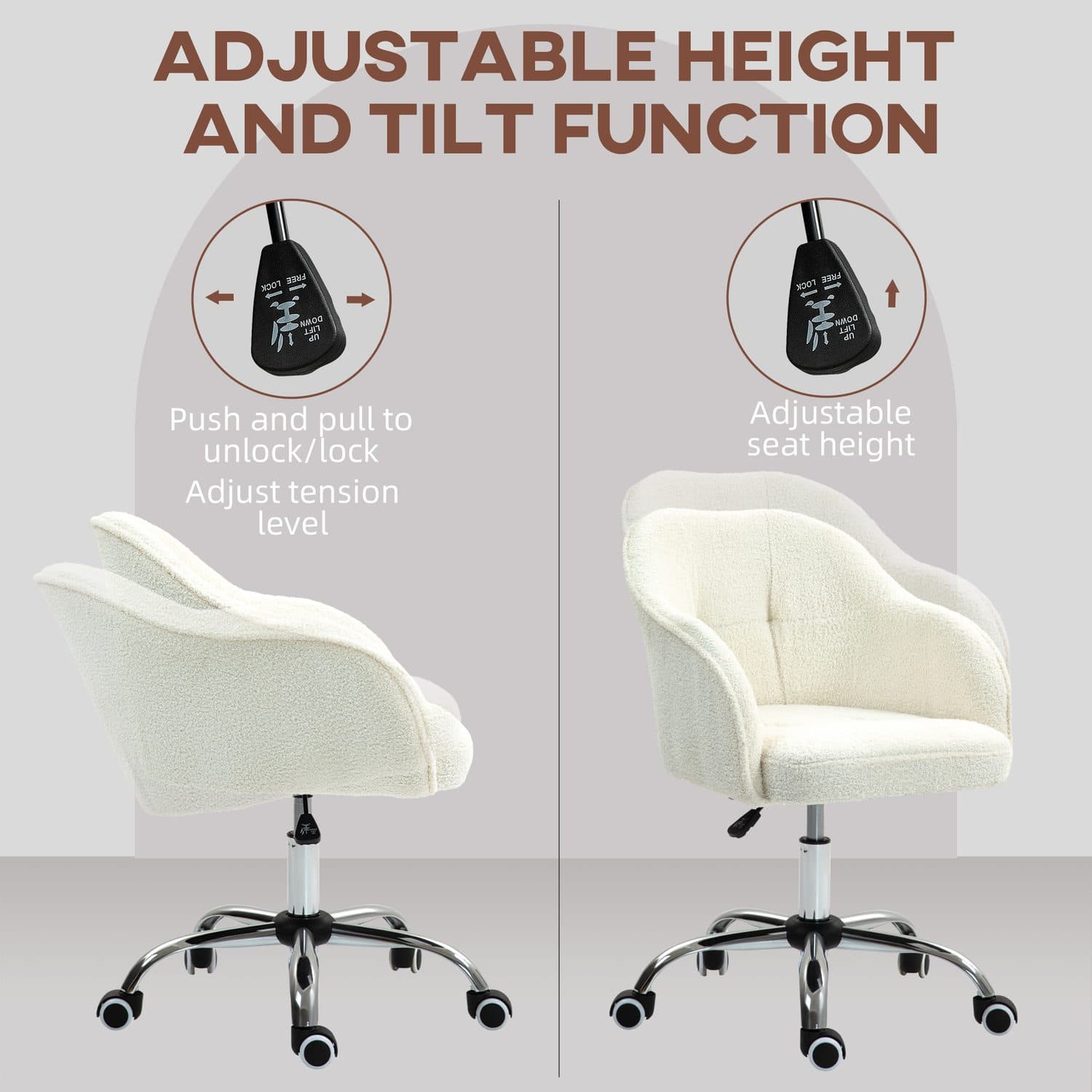 Cream Teddy Fleece Office Chair for Effortless Comfort - image 1