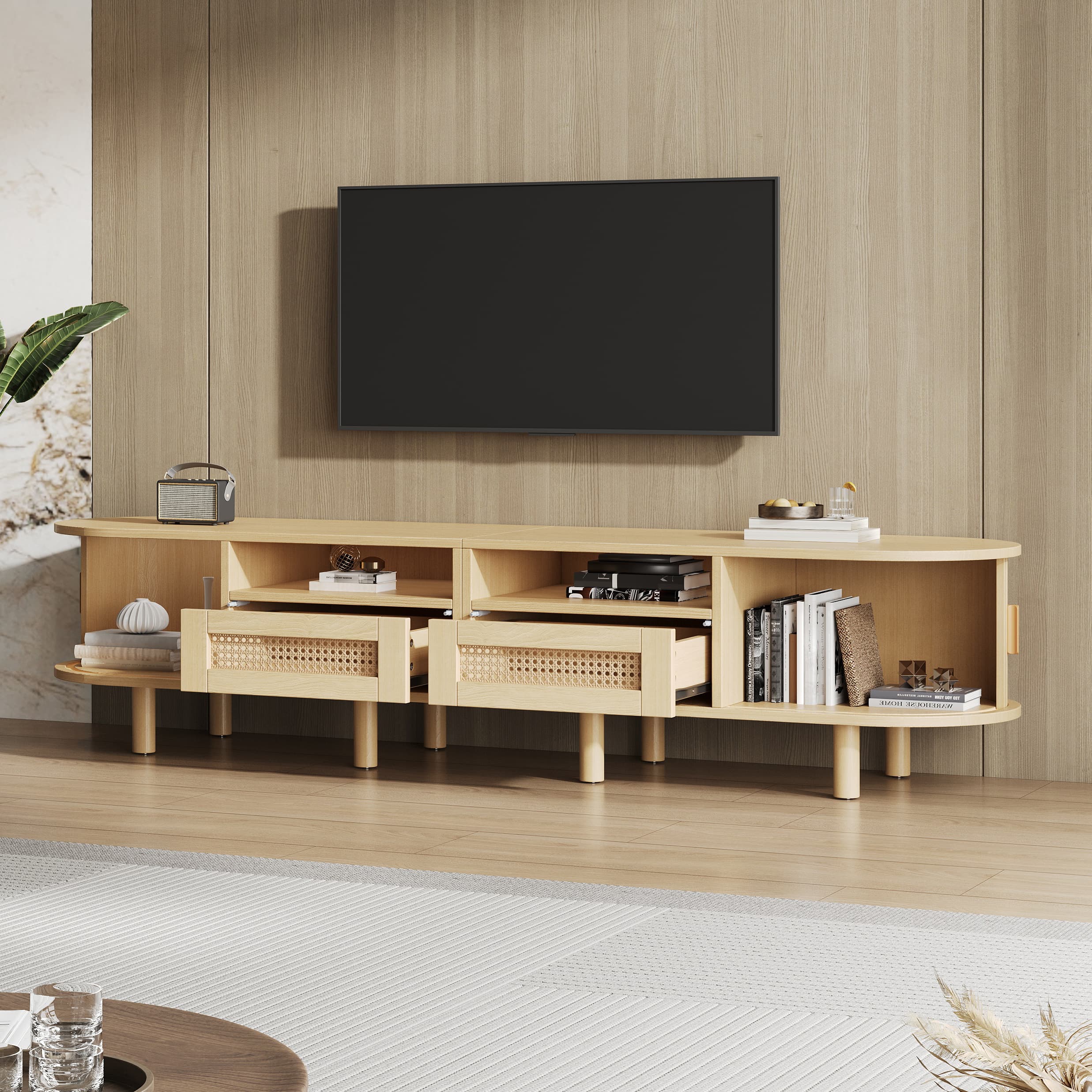 Oval Rattan TV Stand for up to 70-inch TVs - image 3
