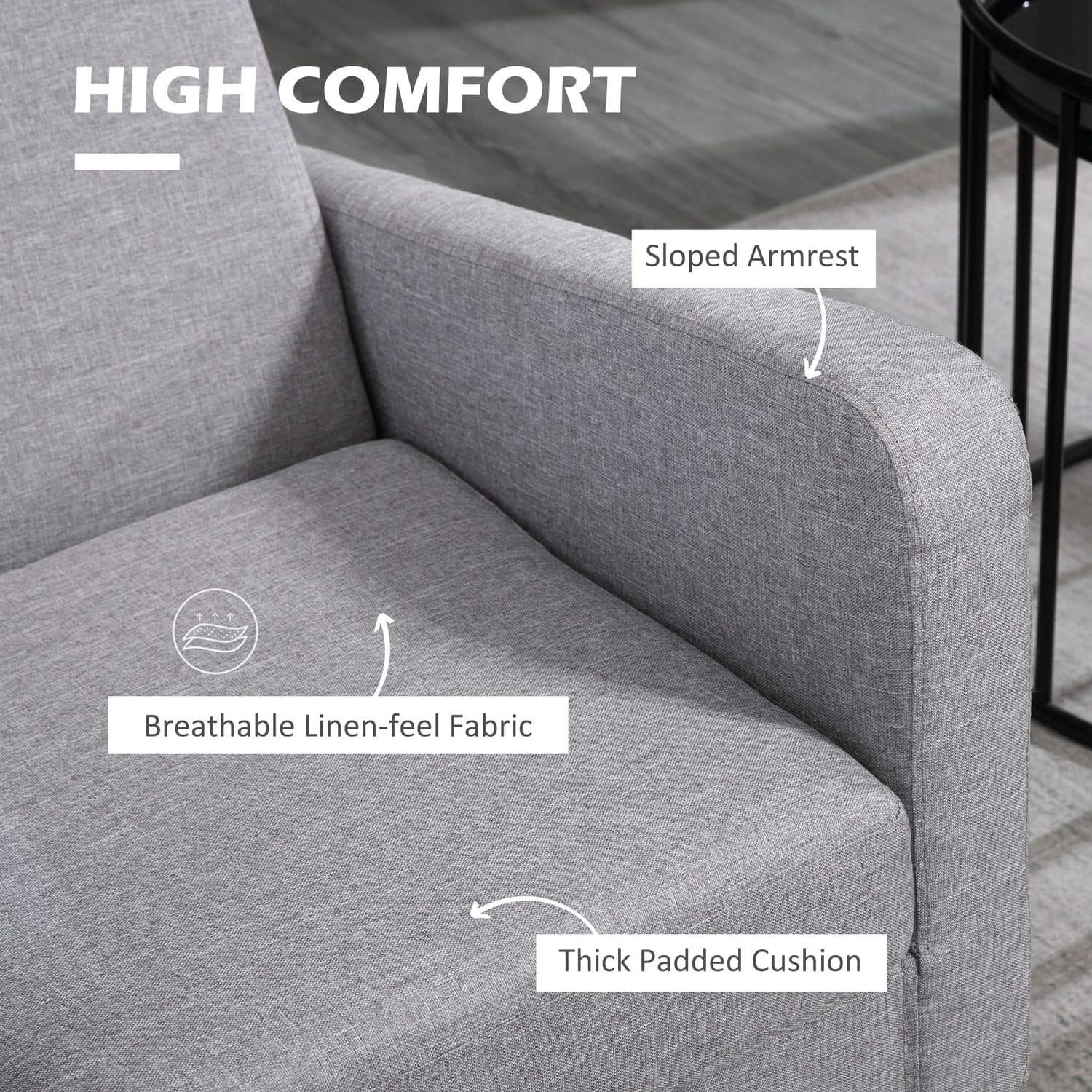 Set of 2 Modern Armchairs in Light Grey with Wood Legs - image 4