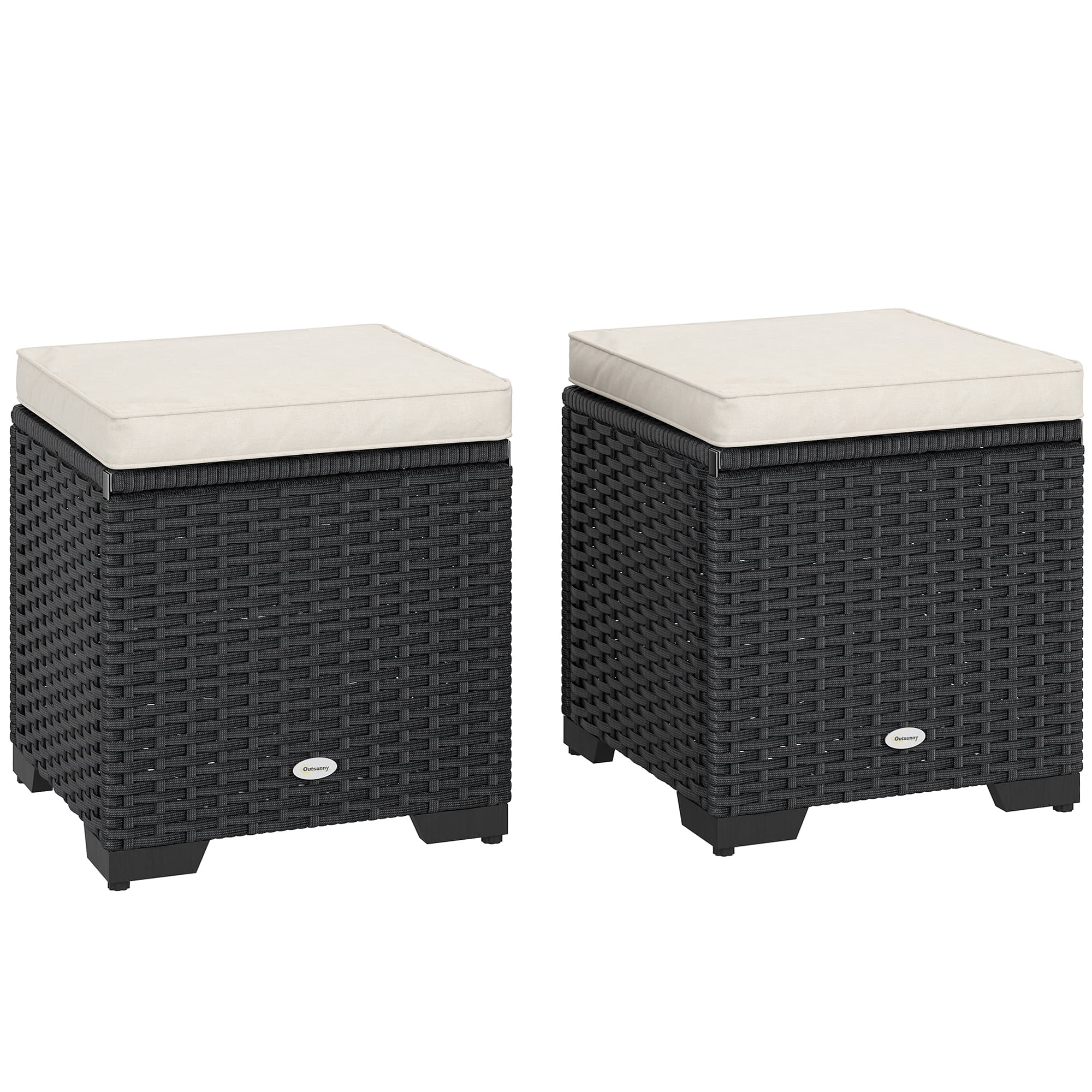 Twin Rattan Storage Footstools