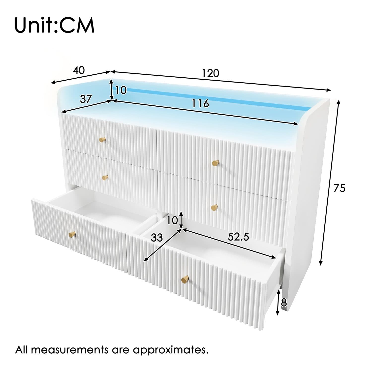 Fluted LED Sideboard - image 6