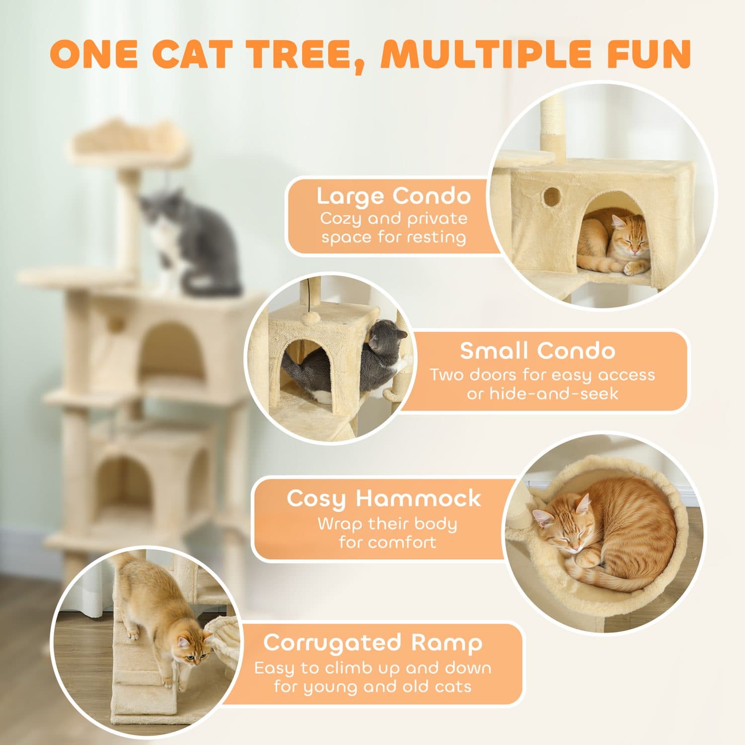 PawHut 140cm Cat Tree Tower With Sisal Scratching Posts - image 1