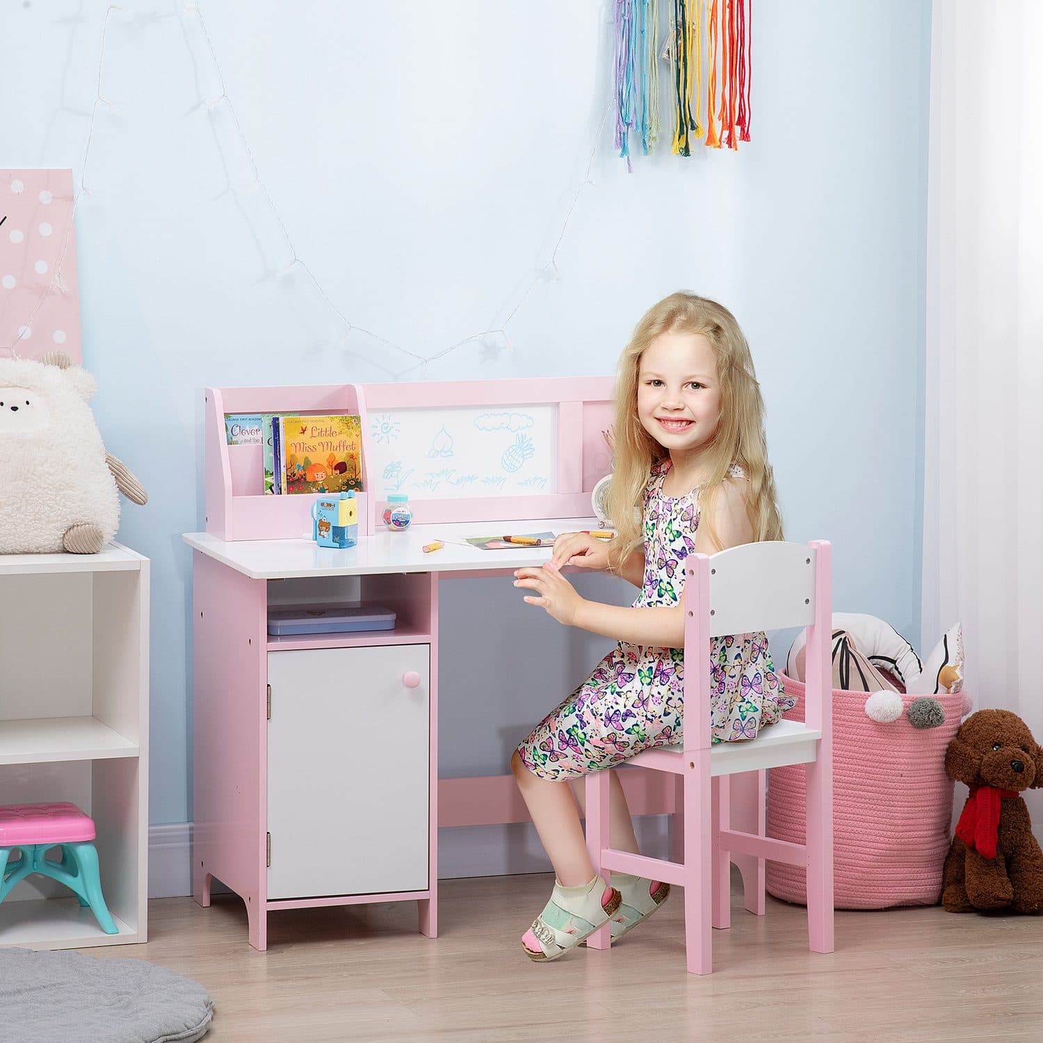 Pink Kids Desk & Chair Set - image 3