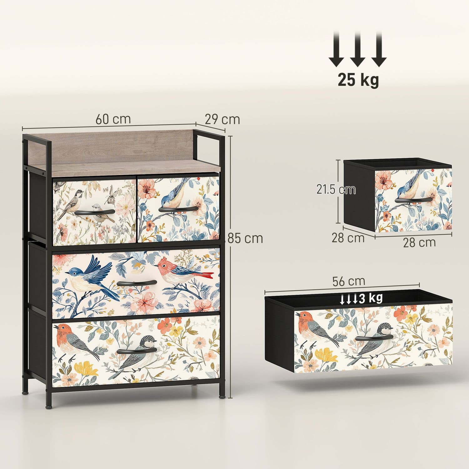 White 4-Drawer Fabric Chest of Drawers - image 3