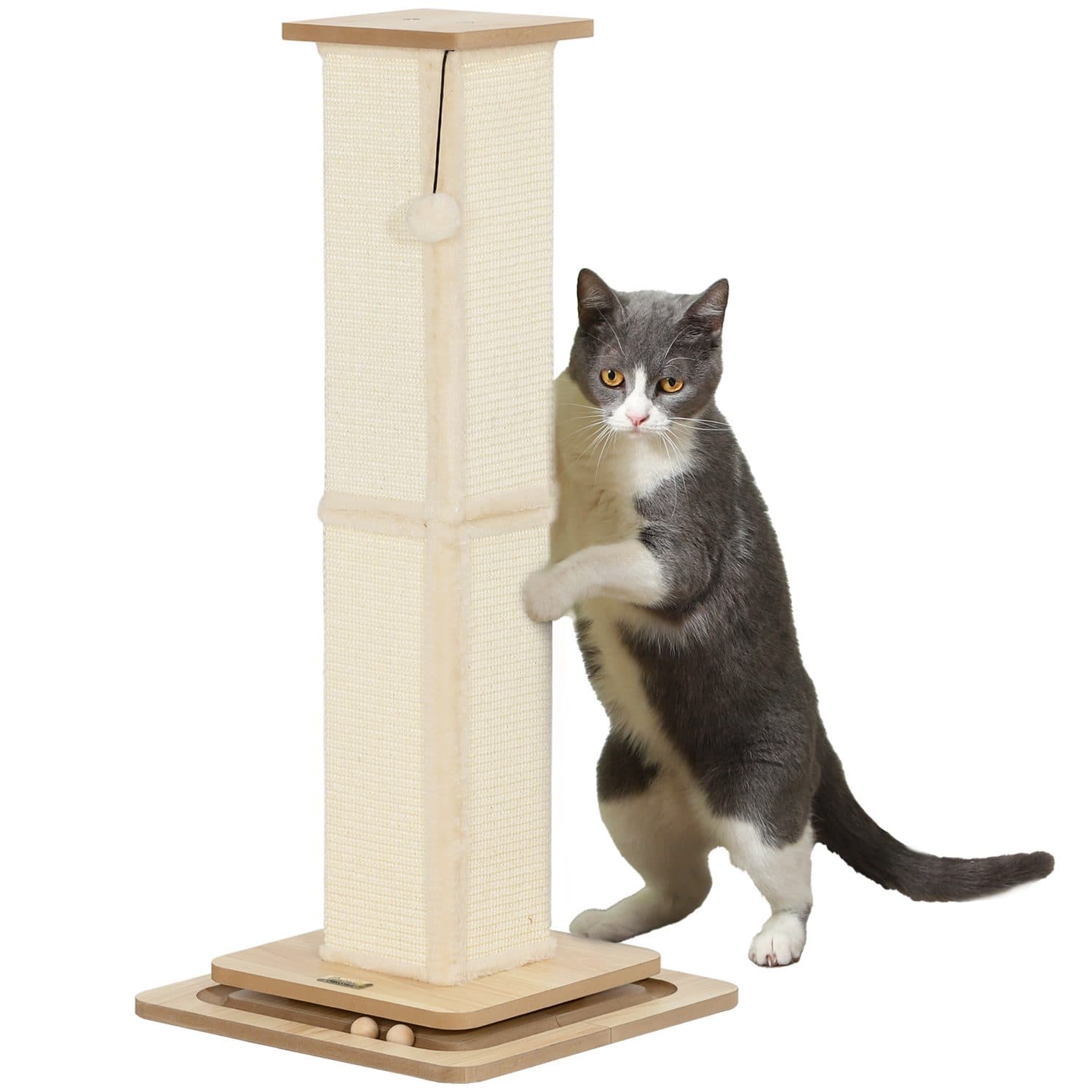 PawHut 87cm Cat Scratching Post With Track Ball Toy