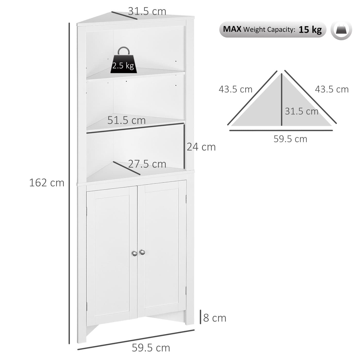 White Corner Bathroom Cabinet - image 1