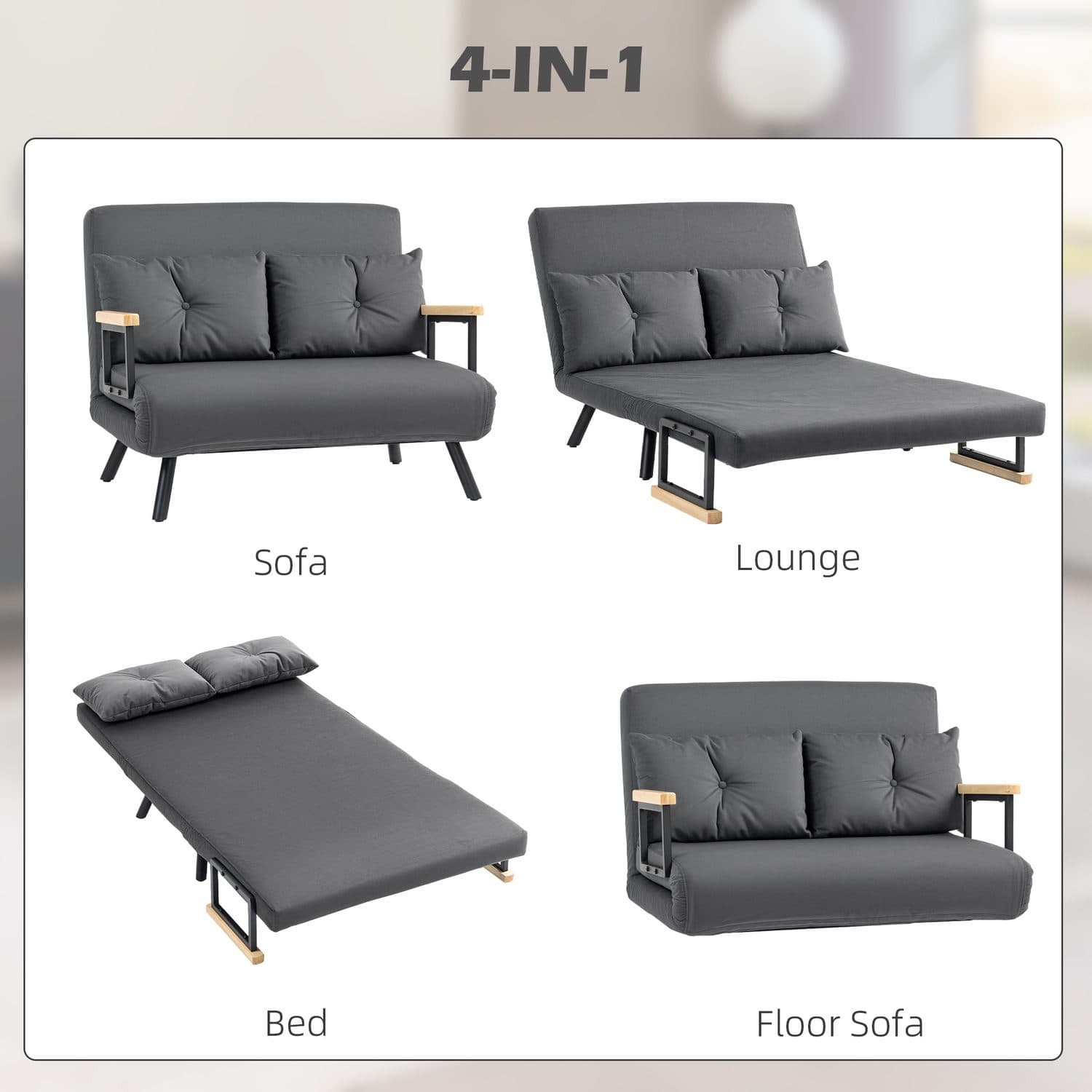 4-in-1 Velvet Double Sofa Bed - image 5