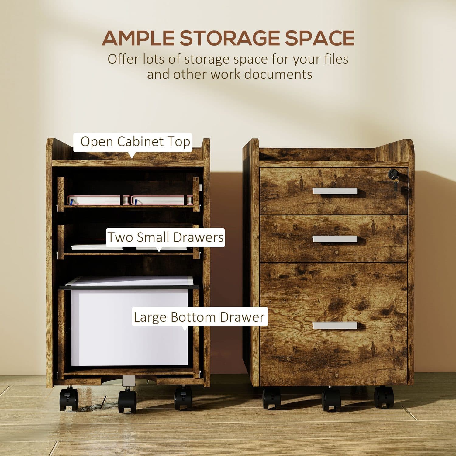 Rustic 3-Drawer Filing Cabinet - image 4
