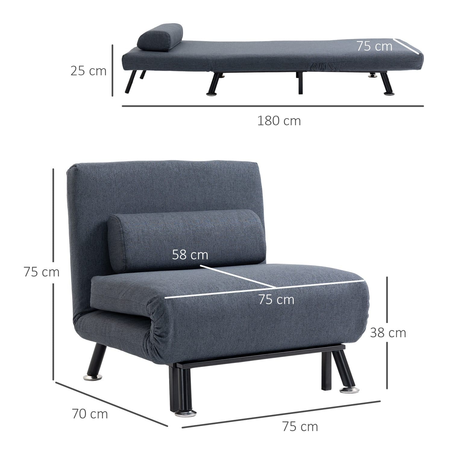 3-in-1 Convertible Chair Bed - image 4