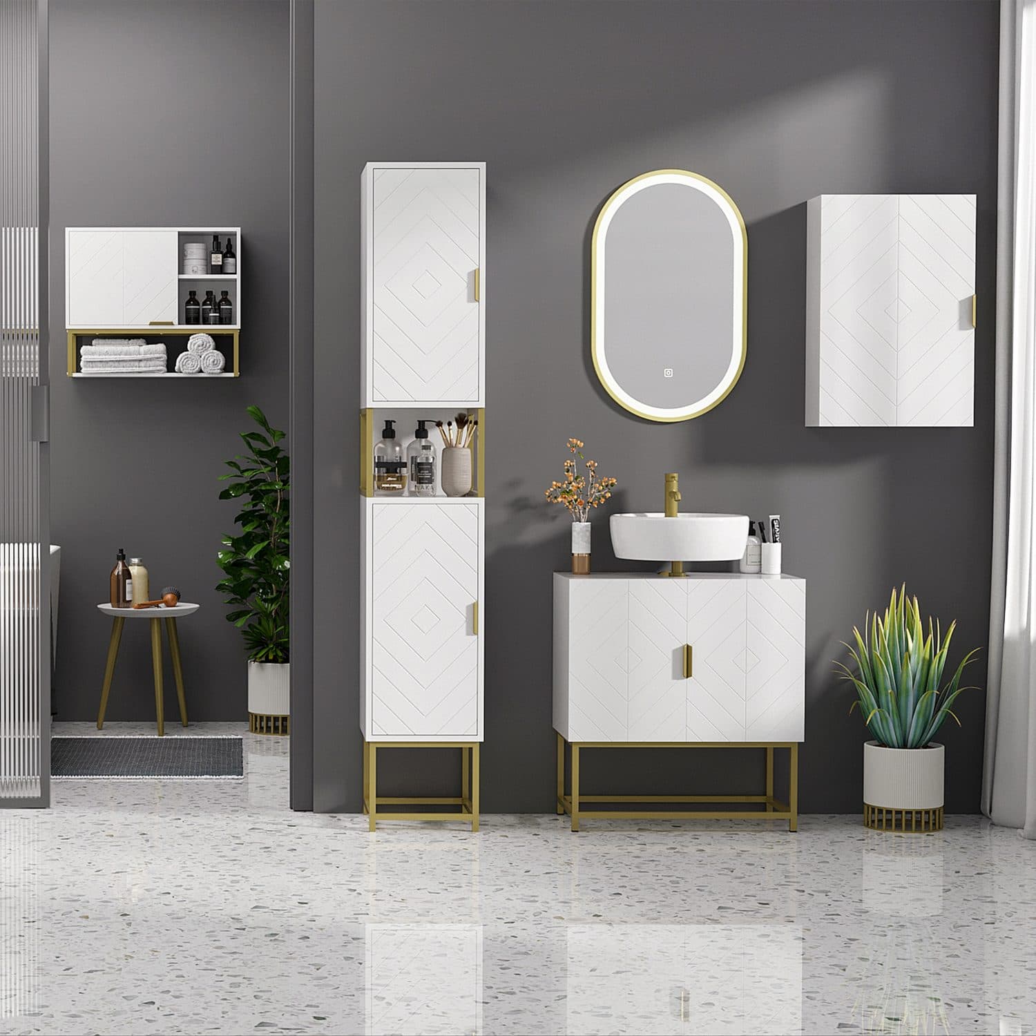 Slim White Bathroom Tallboy - image 2