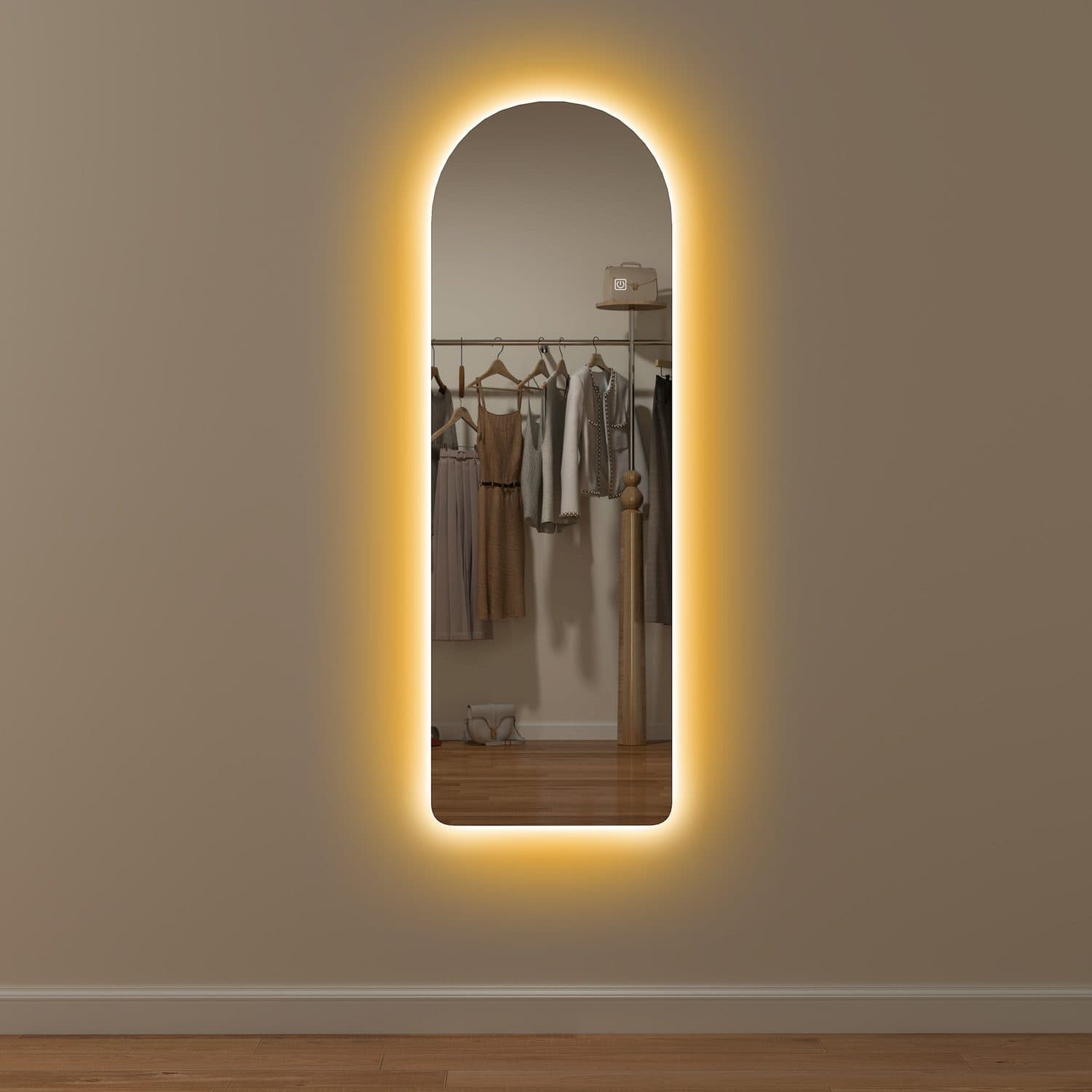 Illuminated 120x40cm Arch Mirror for Flawless Styling - Clear