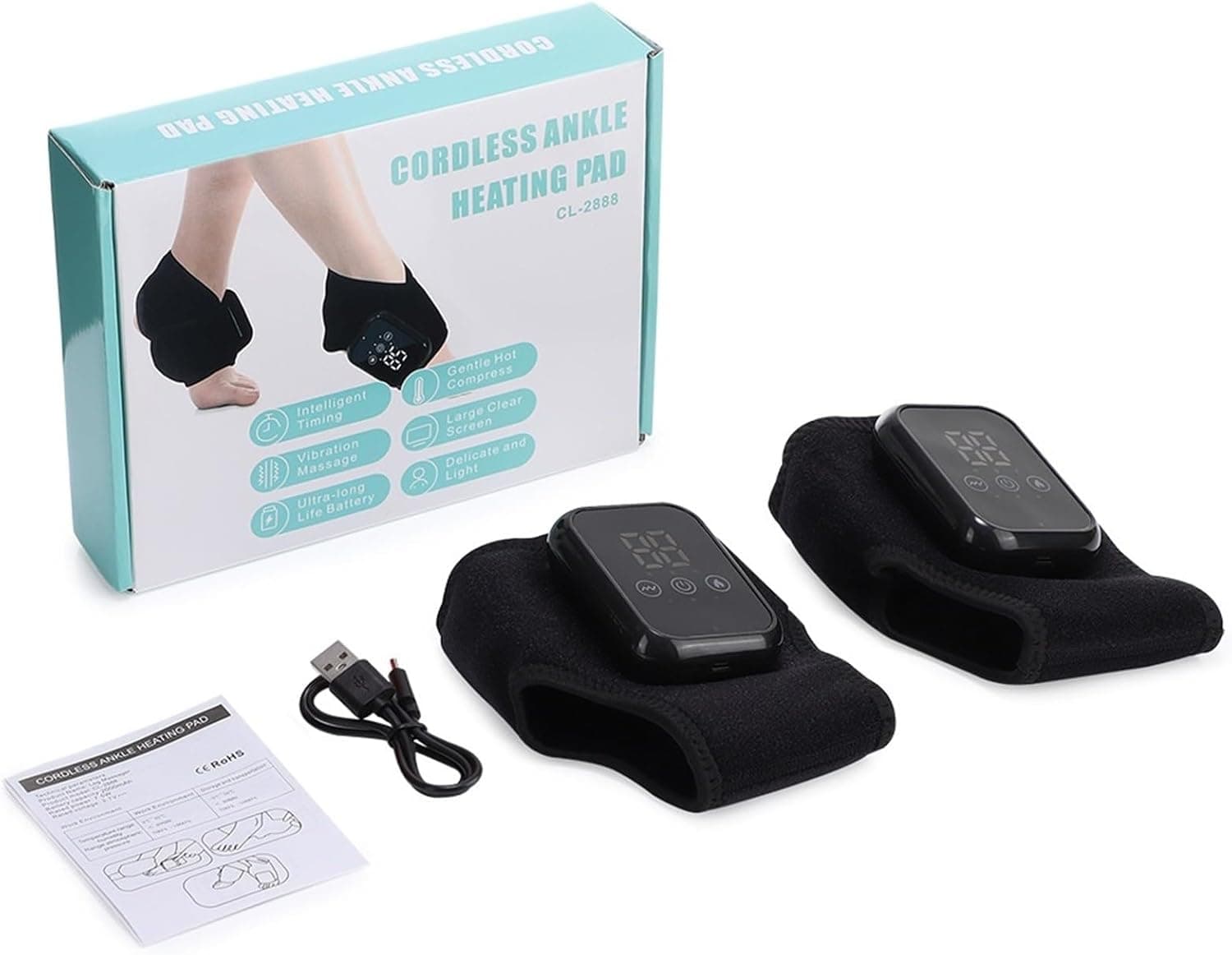 Cordless Ankle Heating Pad Massager Pair - image 1