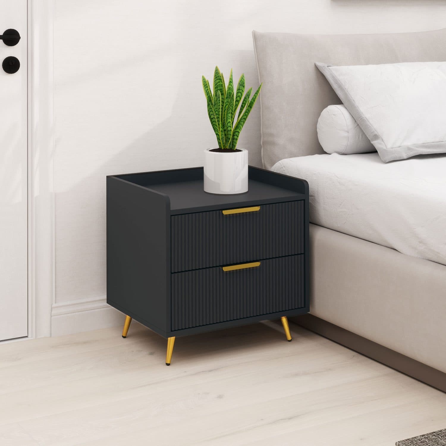 Black Bedside Table - image 3