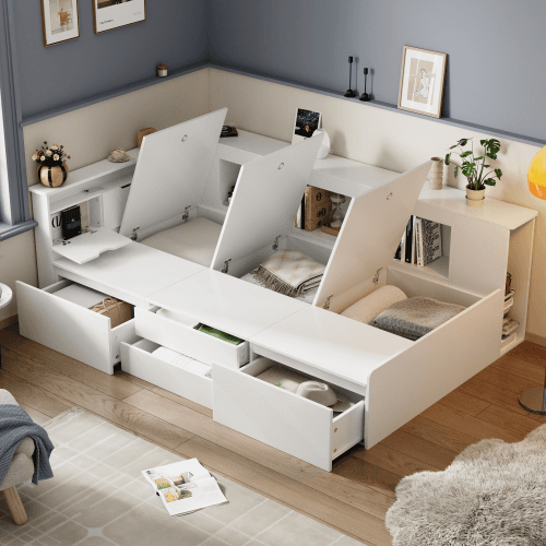 Multifunctional Kids Single Bed with Drawers, Bookcase & Cupboard (3ft) - image 9