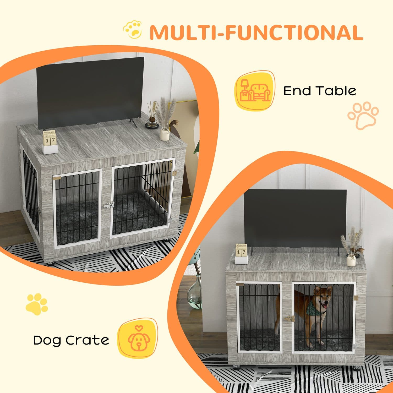 PawHut Indoor Dog Kennel for Large Dogs, 106 x 74 x 81.5cm - image 1