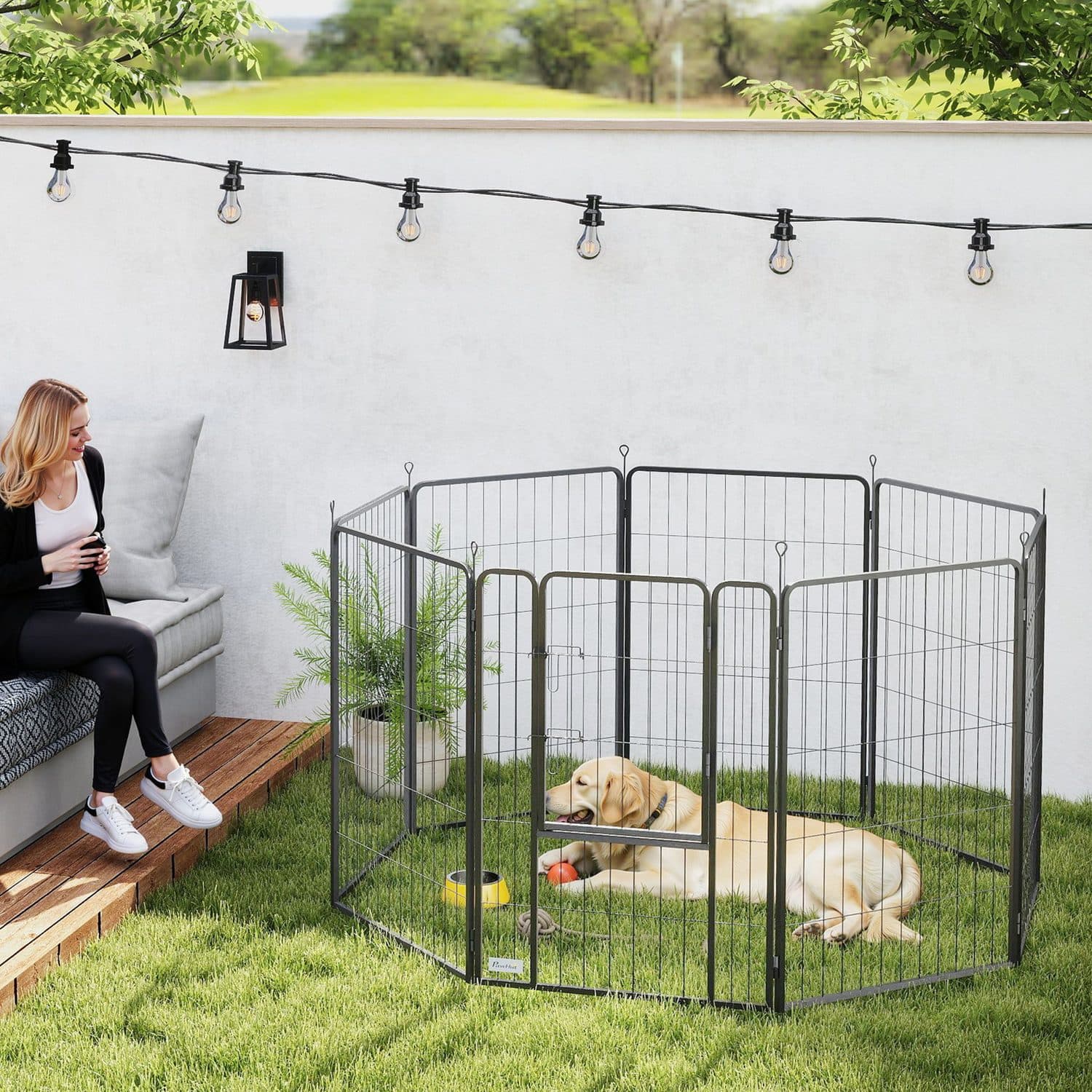 PawHut Steel Dog Playpen for Large Dogs, Indoor and Outdoor - image 5