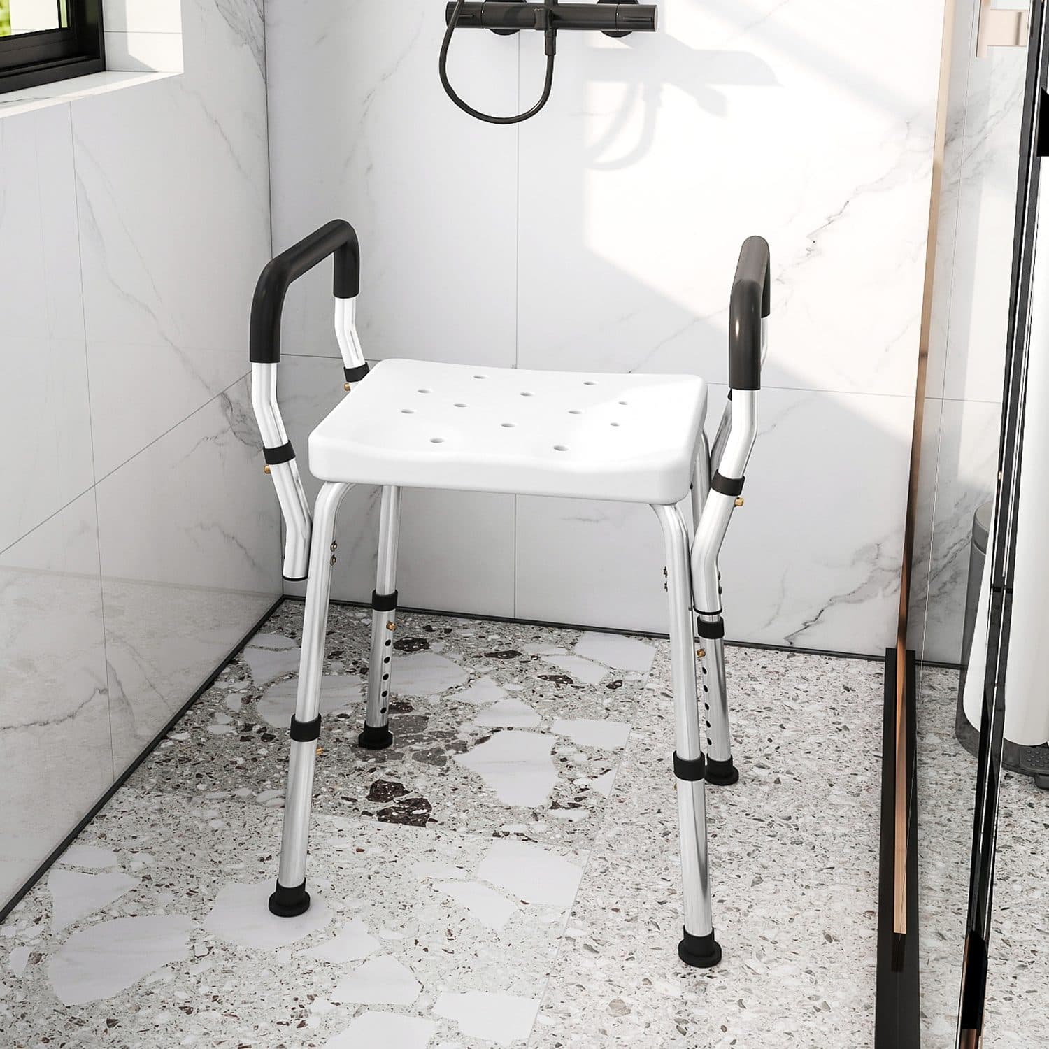 Adjustable Bath Seat With Aluminium Frame And Armrests - image 1