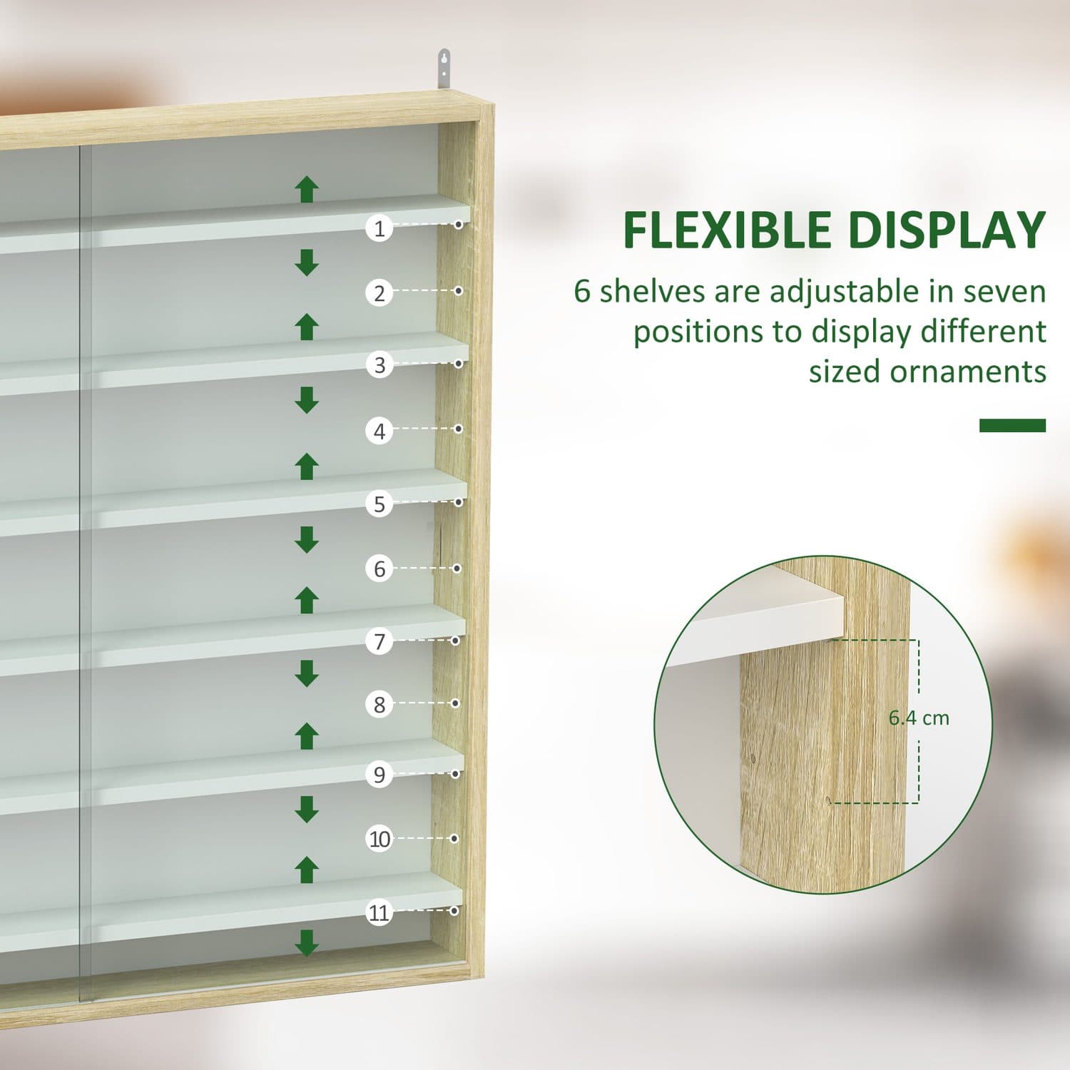 Oak Wall Display Cabinet with Sliding Glass Doors - image 2