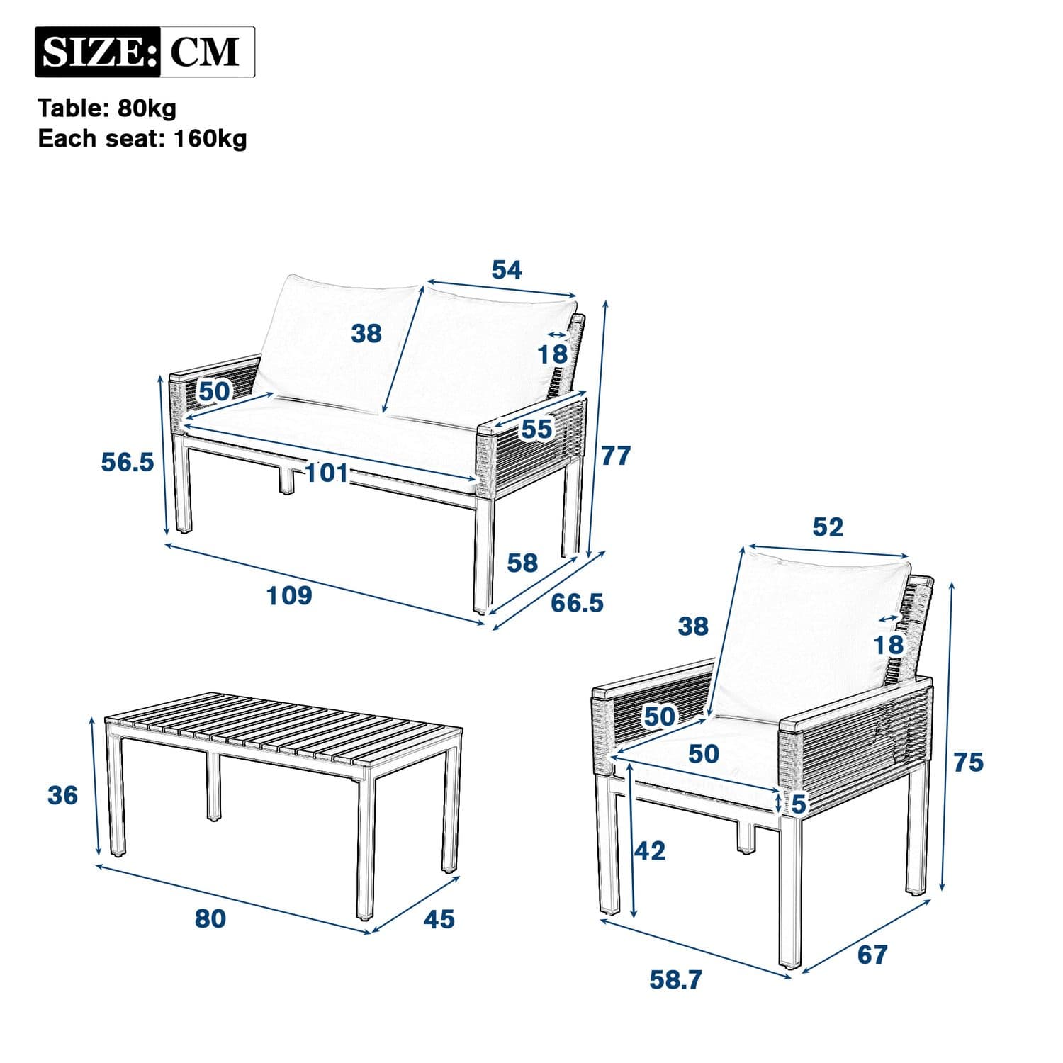 Grey 4-Piece Rattan Garden Lounge Set with Cushions - image 1