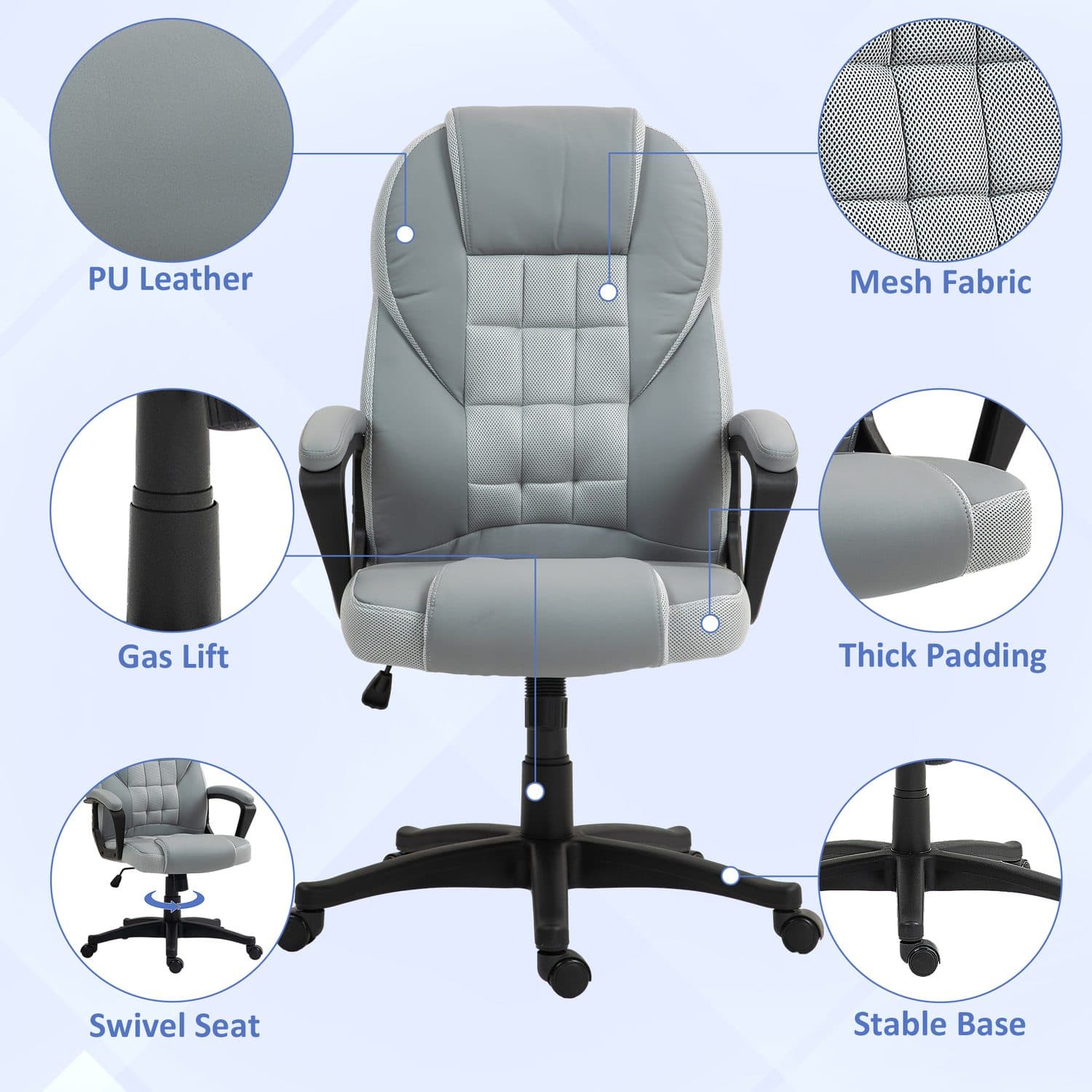 Grey Faux Leather Desk Chair - image 3