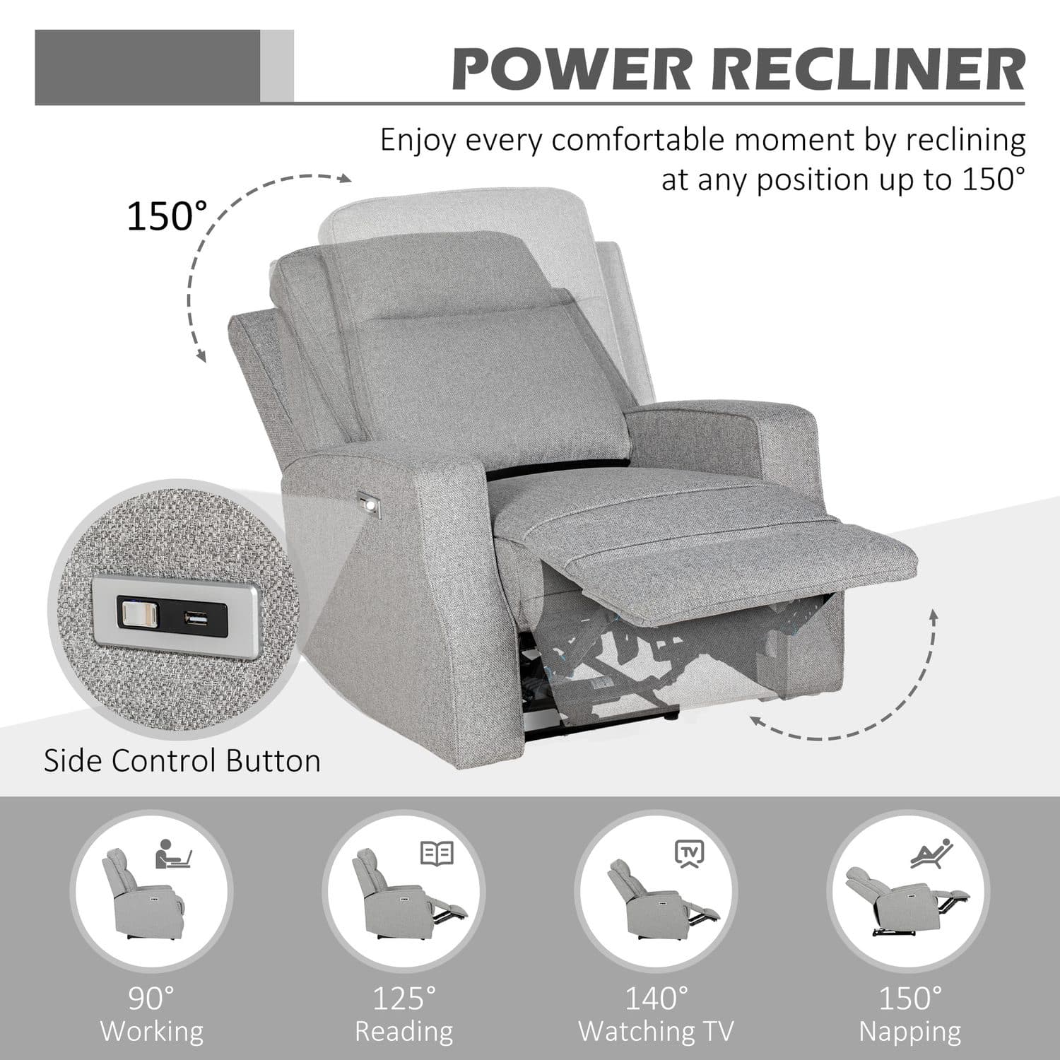 Grey Electric Reclining Chair - image 3