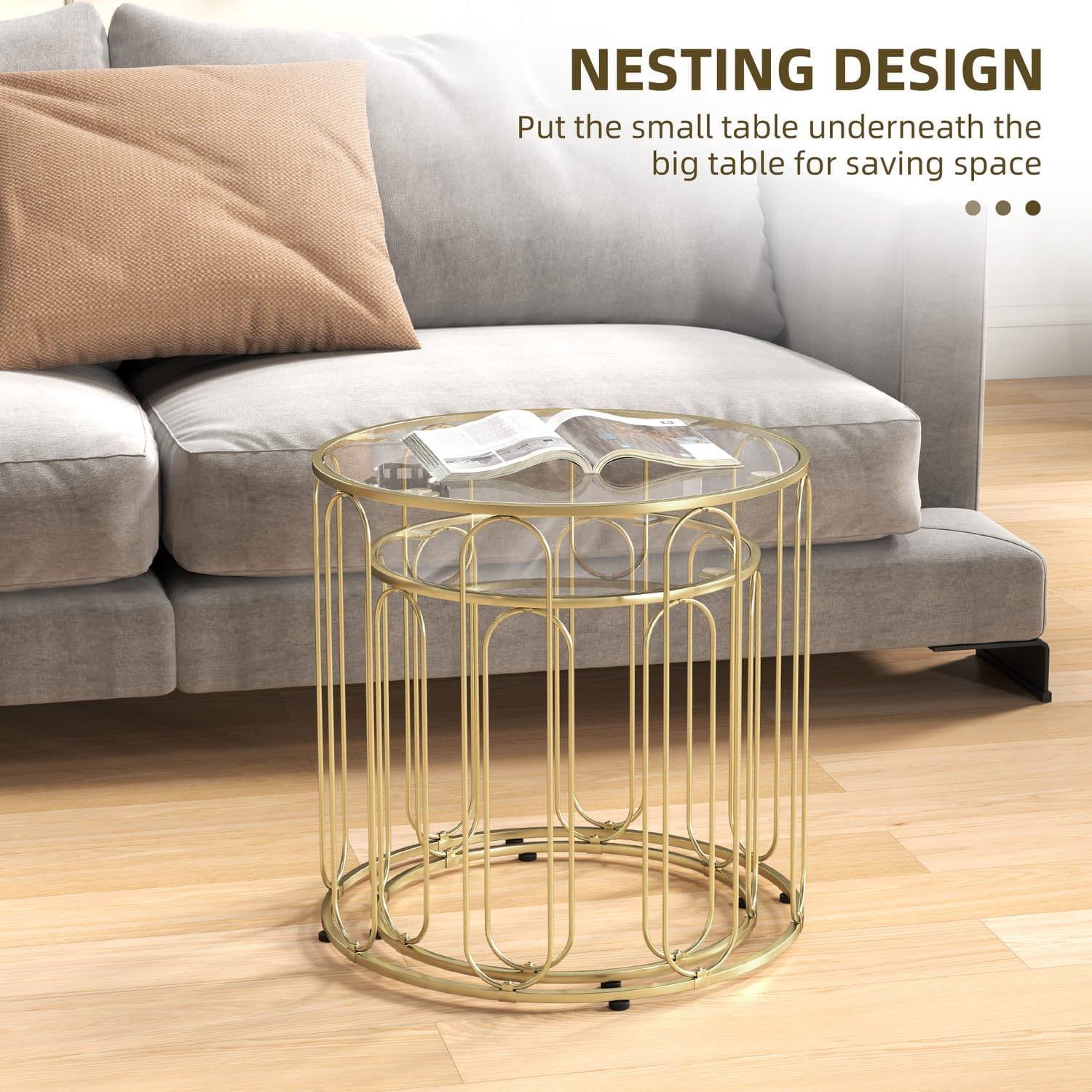 Gold Nesting Coffee Tables - image 2