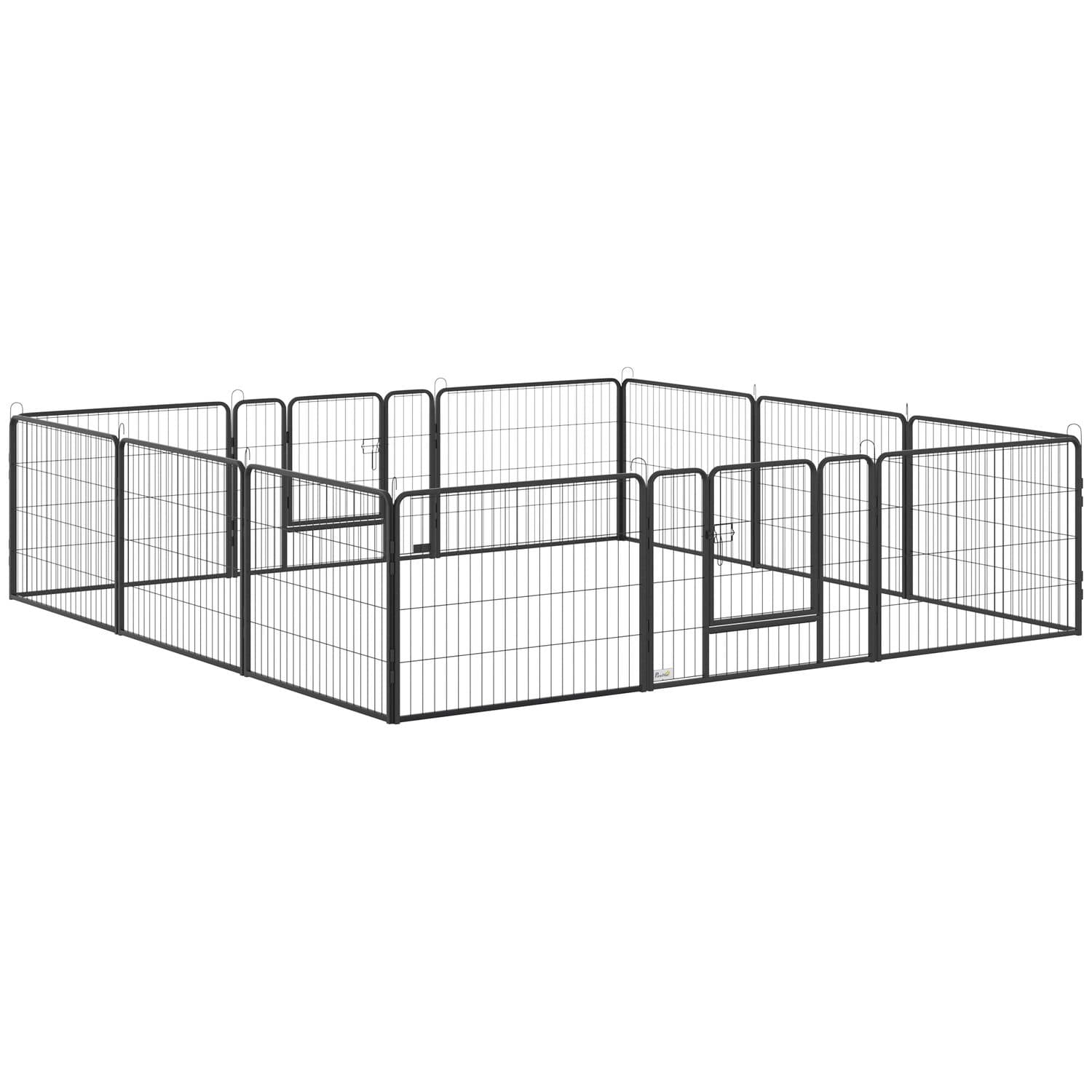 PawHut 12 Panel Heavy Duty Puppy Playpen, Silver