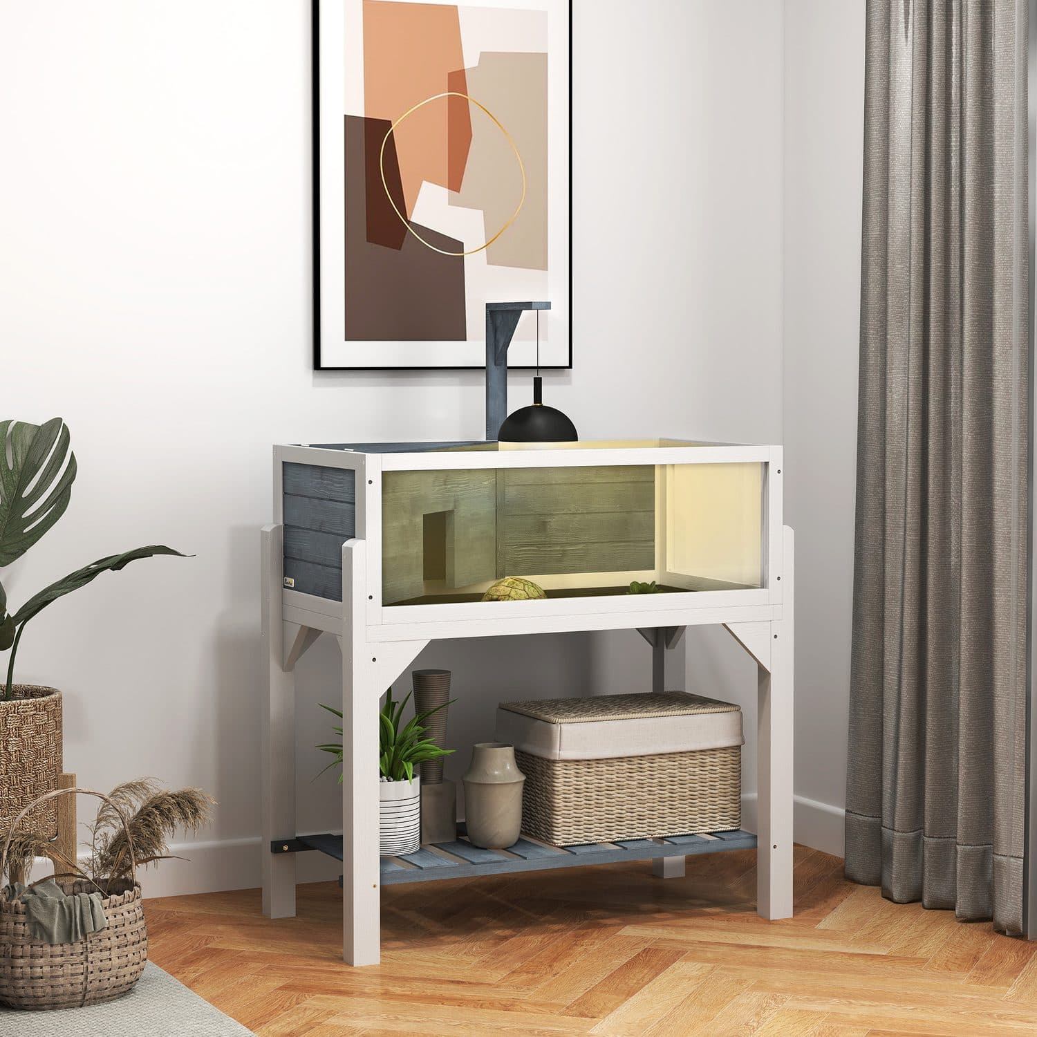 PawHut Wooden Tortoise House with Storage Shelf - image 1