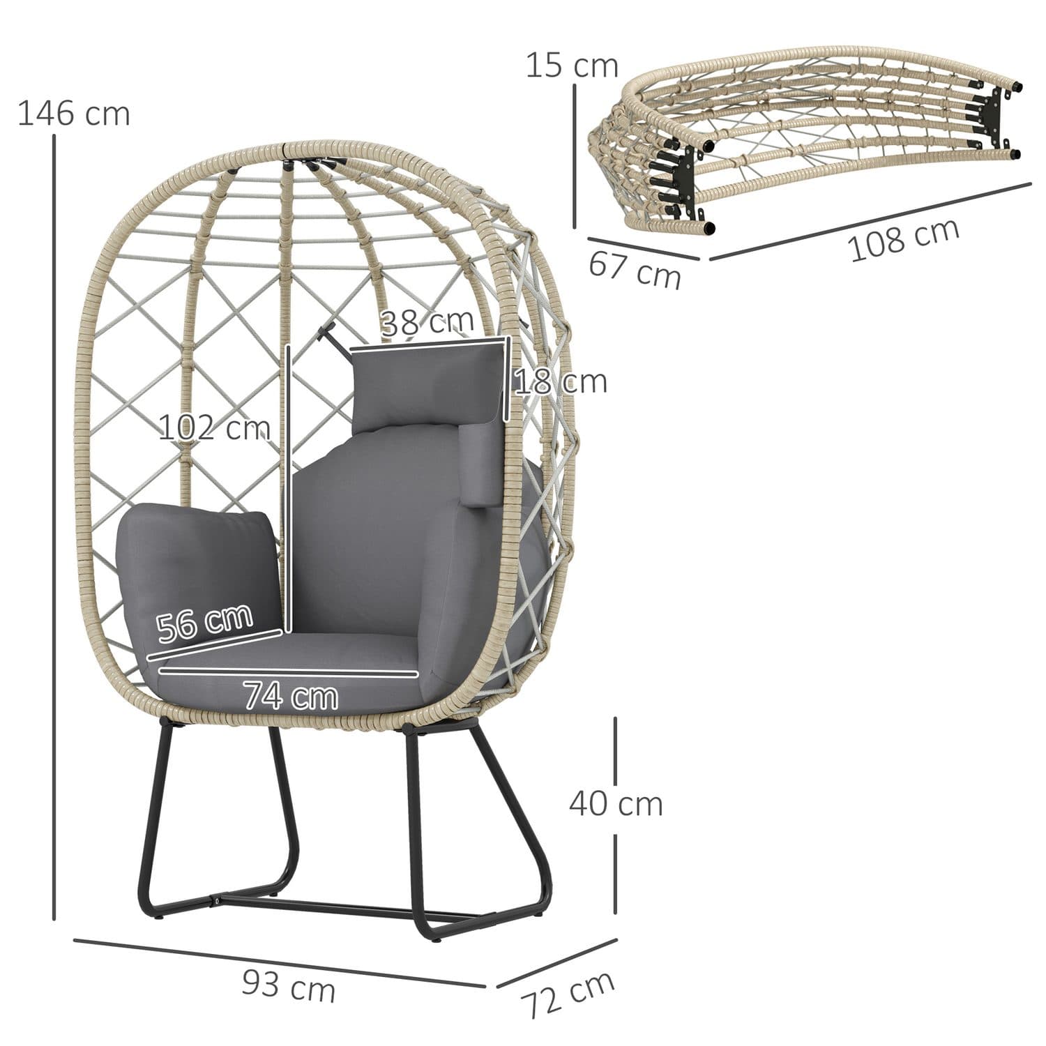 Grey Rattan Standing Egg Chair - image 1