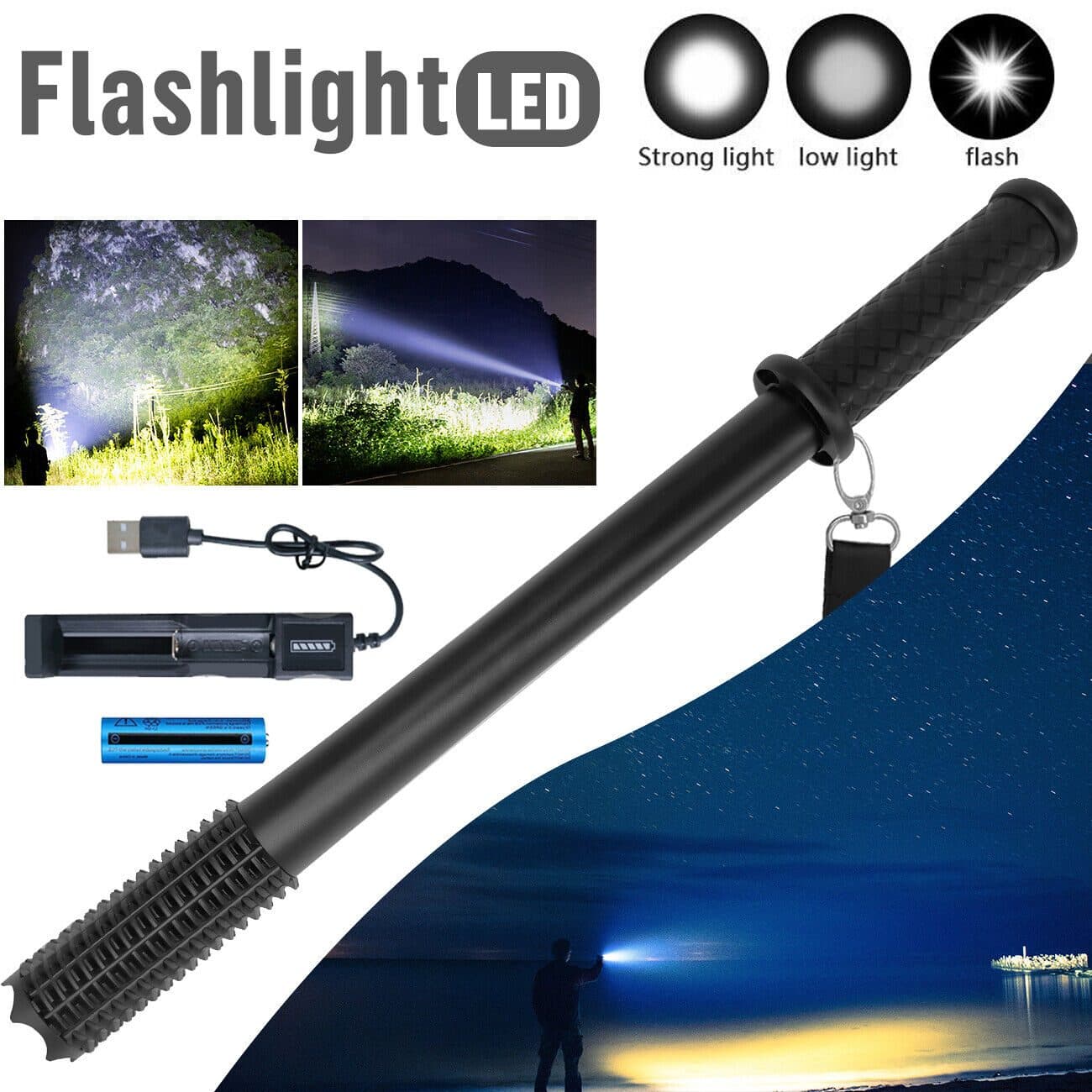 Long Rechargeable Flashlight Set for Outdoors - image 6