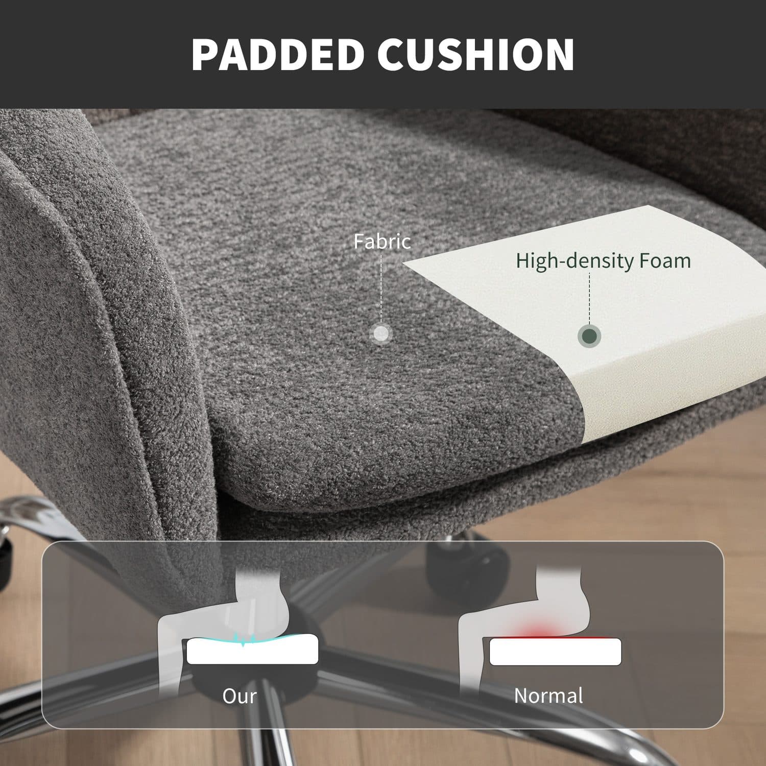 Grey Velvet-Feel Tub Office Chair for Effortless Comfort - image 3