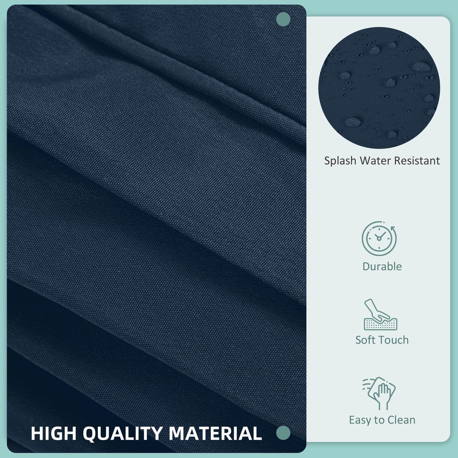 Set of 14 Navy Blue Outdoor Cushion Covers with Zip Fastenings - image 1