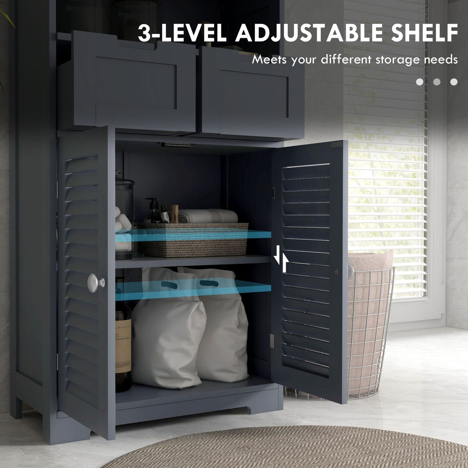 Grey Bathroom Storage Cabinet - image 5