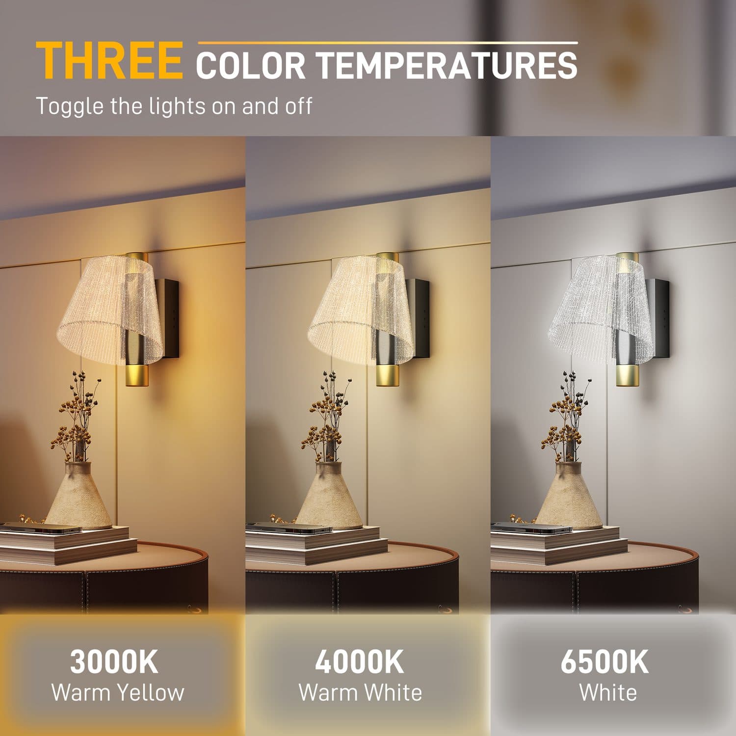 Black LED Wall Lamps with Sparkled Acrylic Shades - image 1