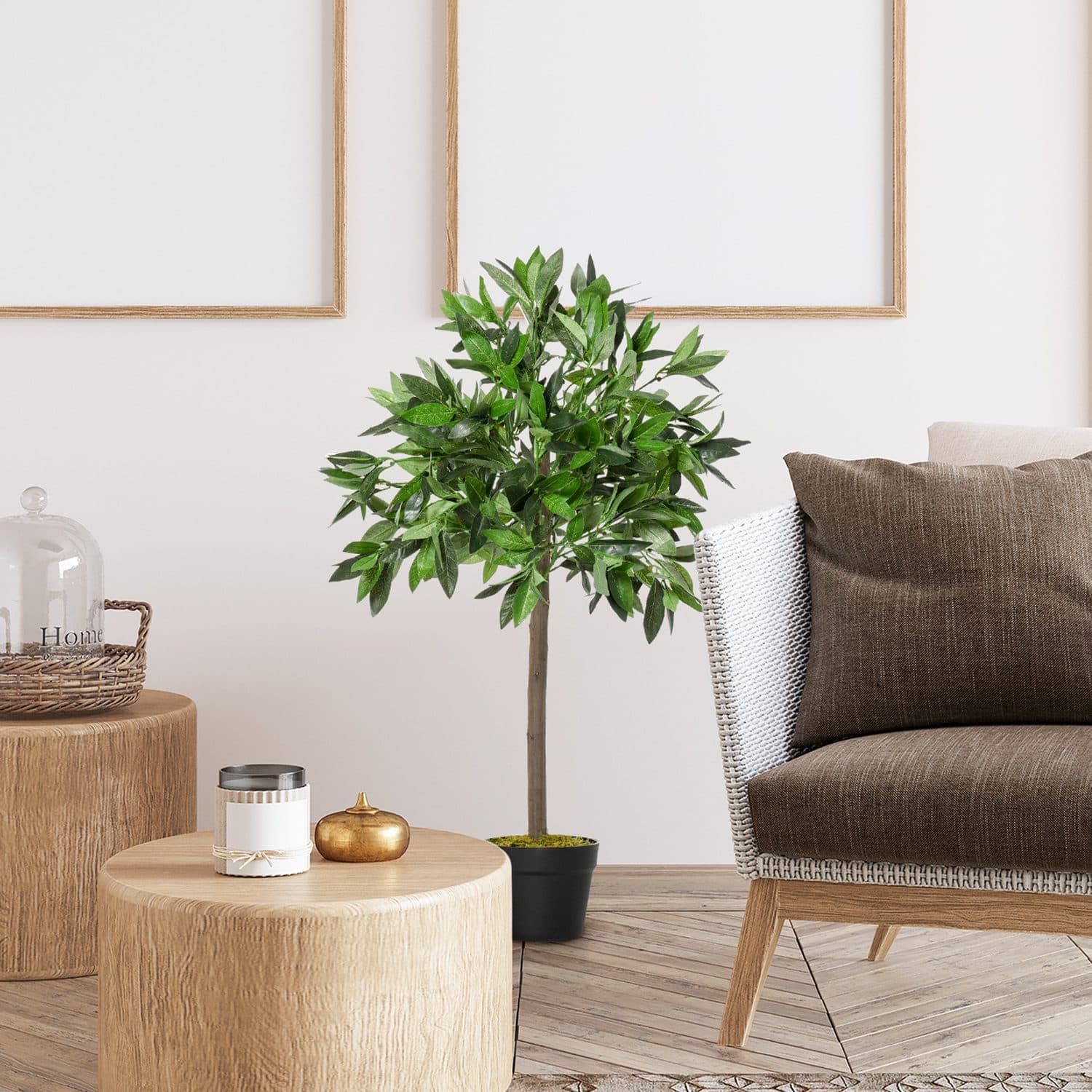 90cm Artificial Bay Laurel Topiary Trees Set of 2 - image 2