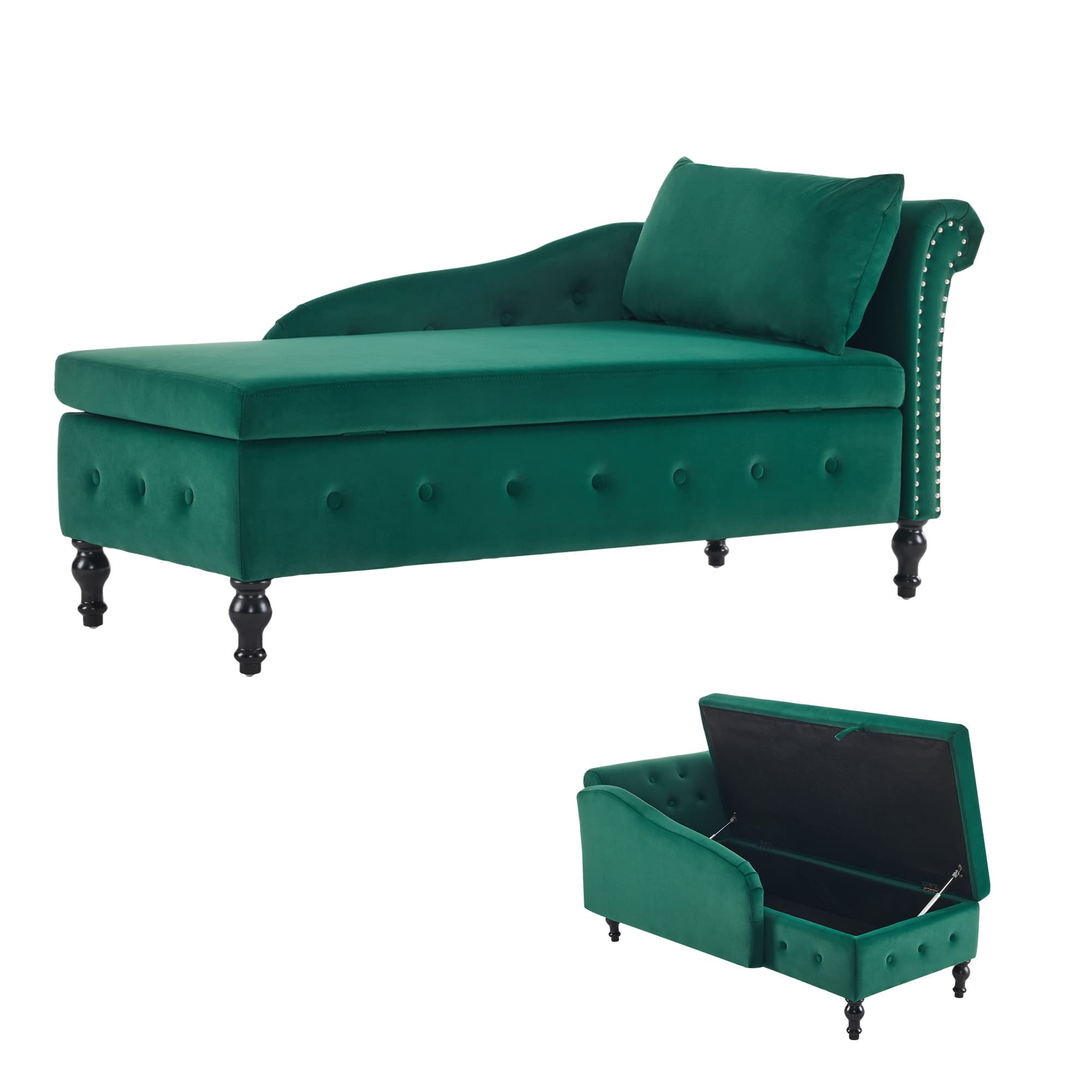 Velvet Chaise Lounge with Hidden Storage - image 1