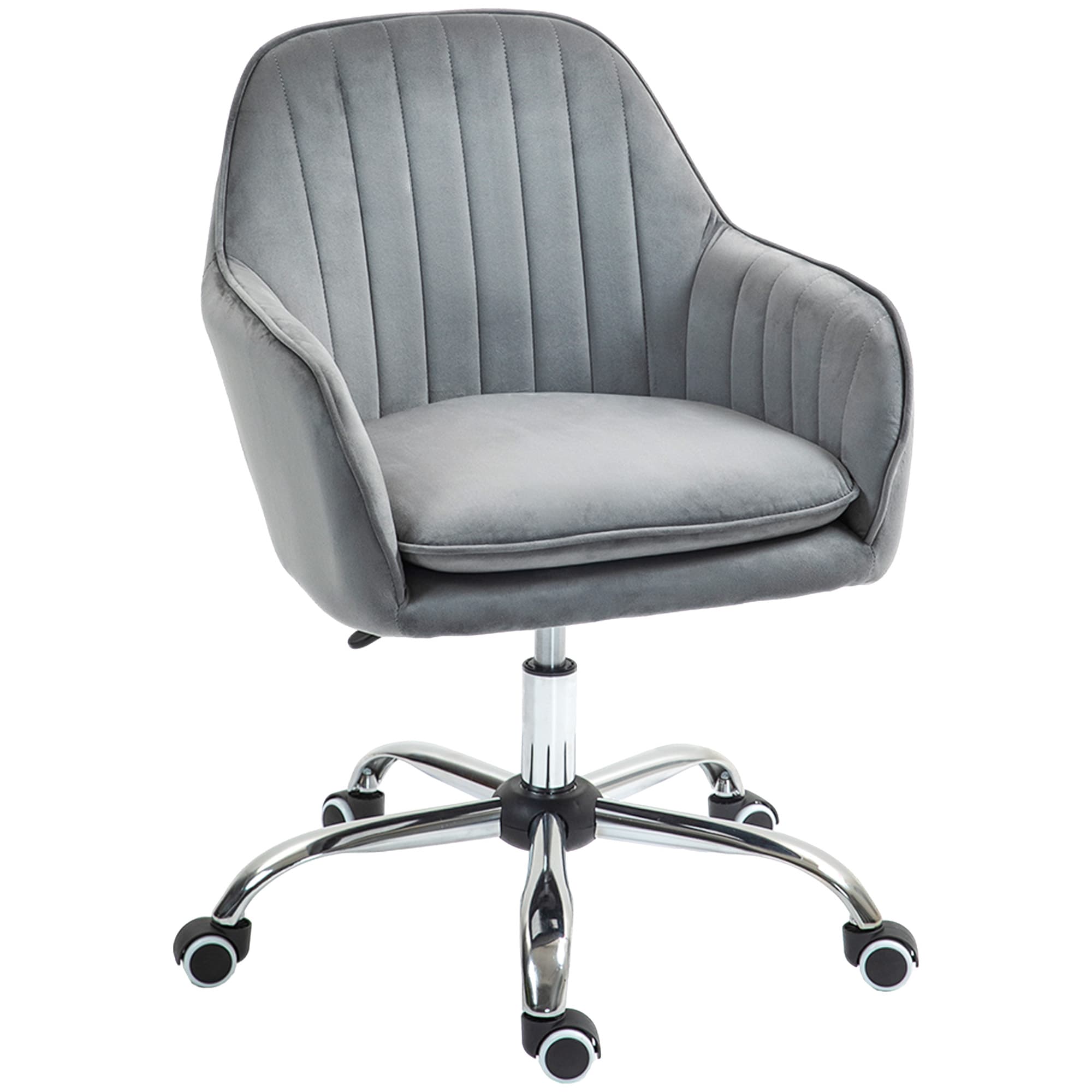 Work in Ultimate Comfort with the Grey Velvet Swivel Chair