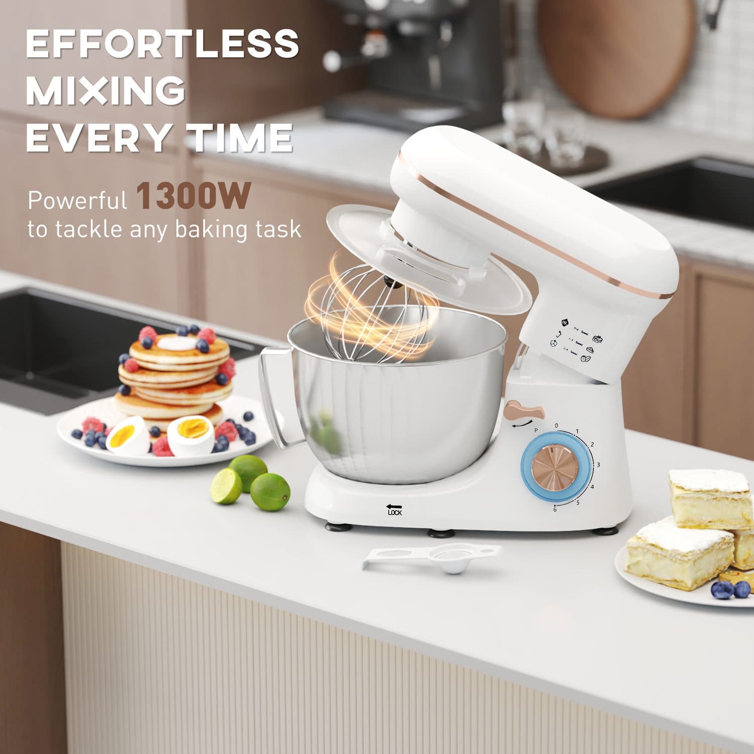 1300W White Stand Mixer - image 4
