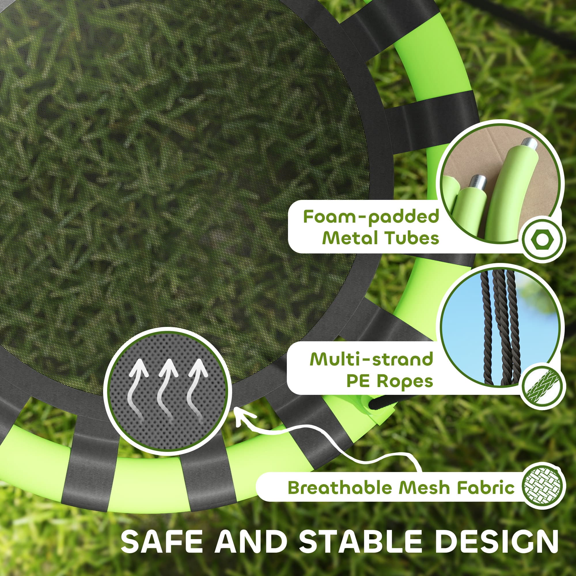 60cm Saucer Nest Swing for Kids — Height-Adjustable Ropes - image 1