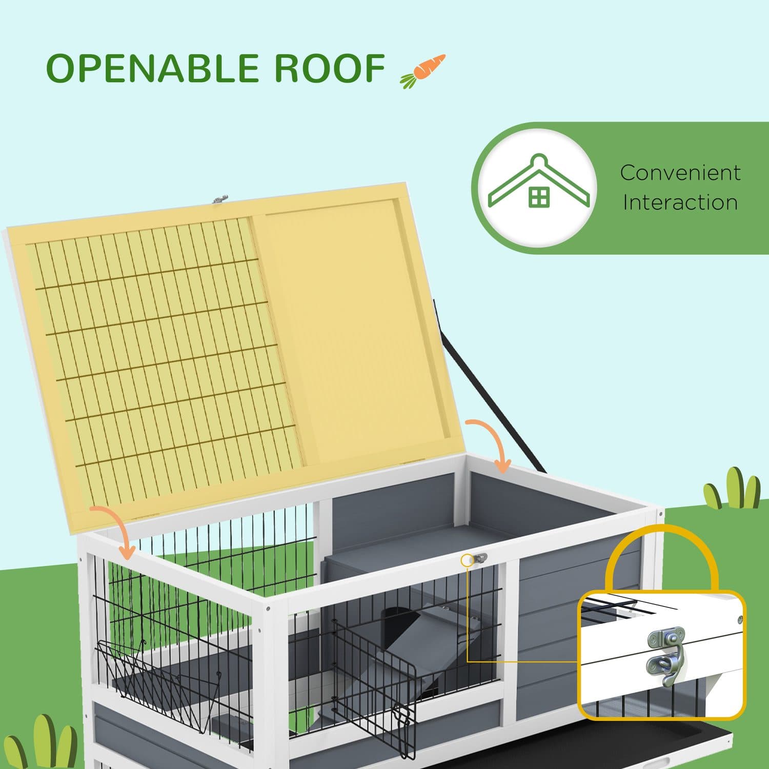 Two-Tier Indoor Rabbit Hutch with Ramps and Feeding Trough - image 4