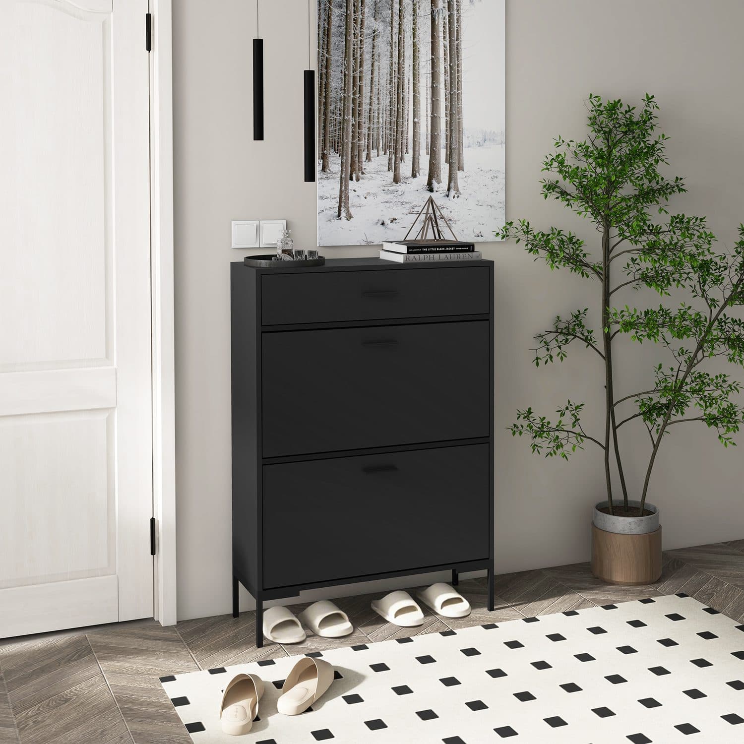 Slim Black Shoe Cabinet - image 1