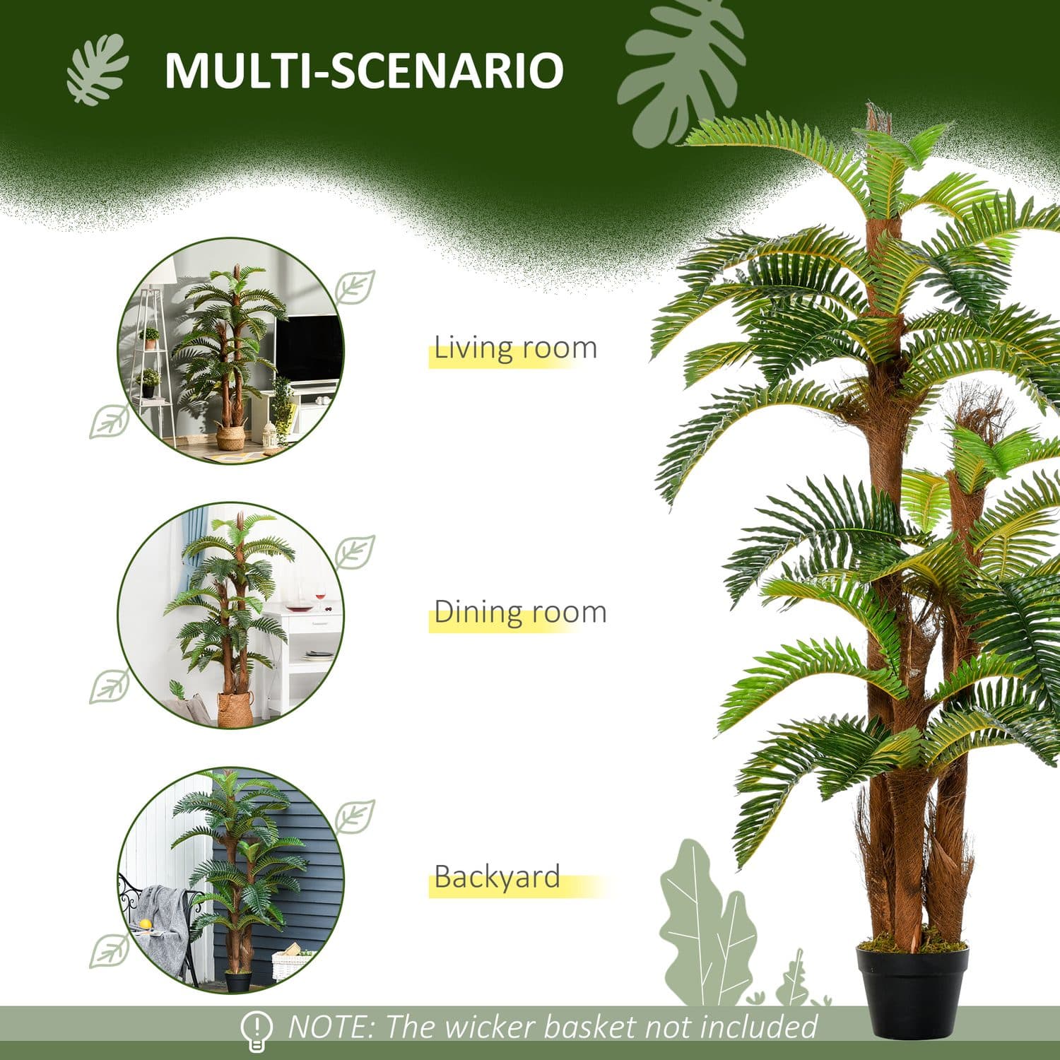 Faux Tropical Fern Trees 150cm — Set of 2 in Weighted Pots - image 4