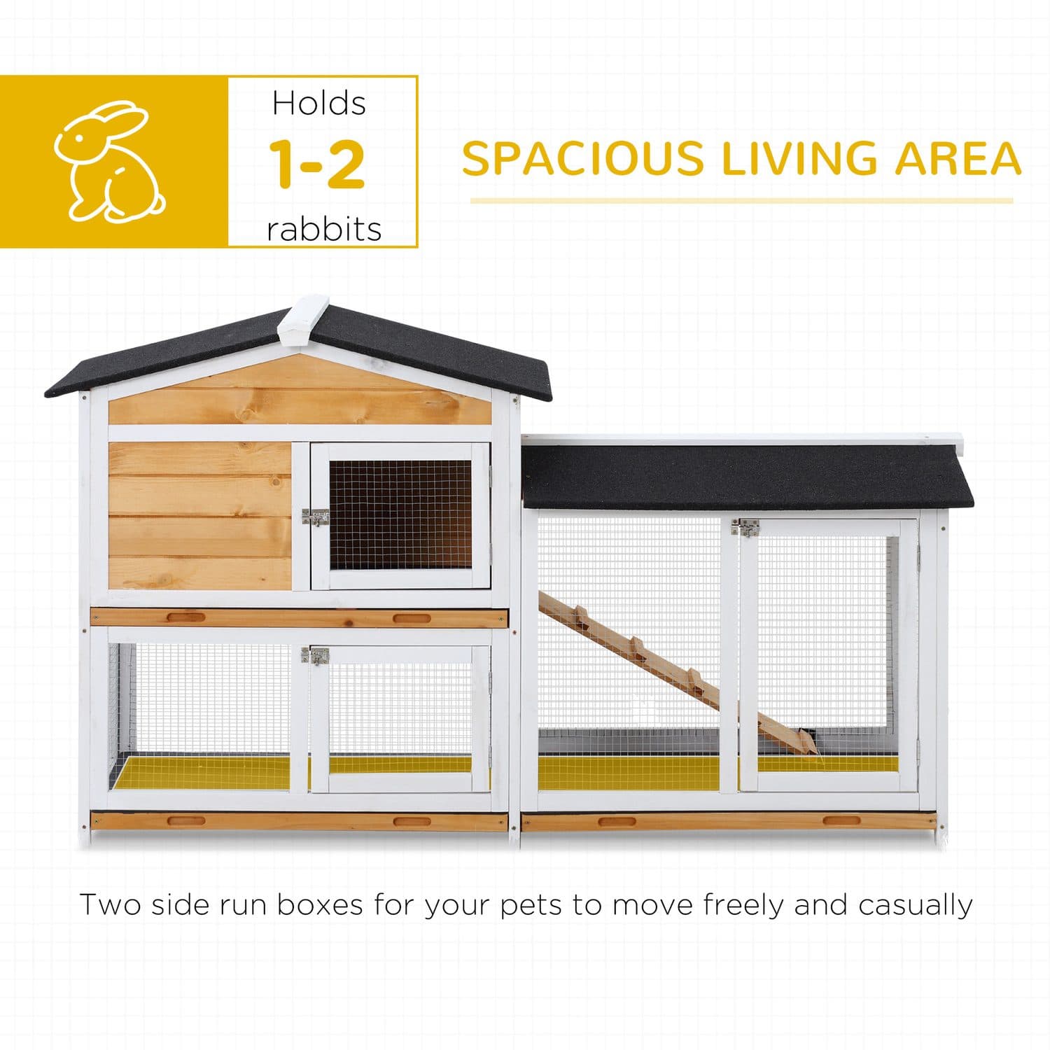 PawHut Large 2-Tier Outdoor Hutch with No-Leak Trays - image 5