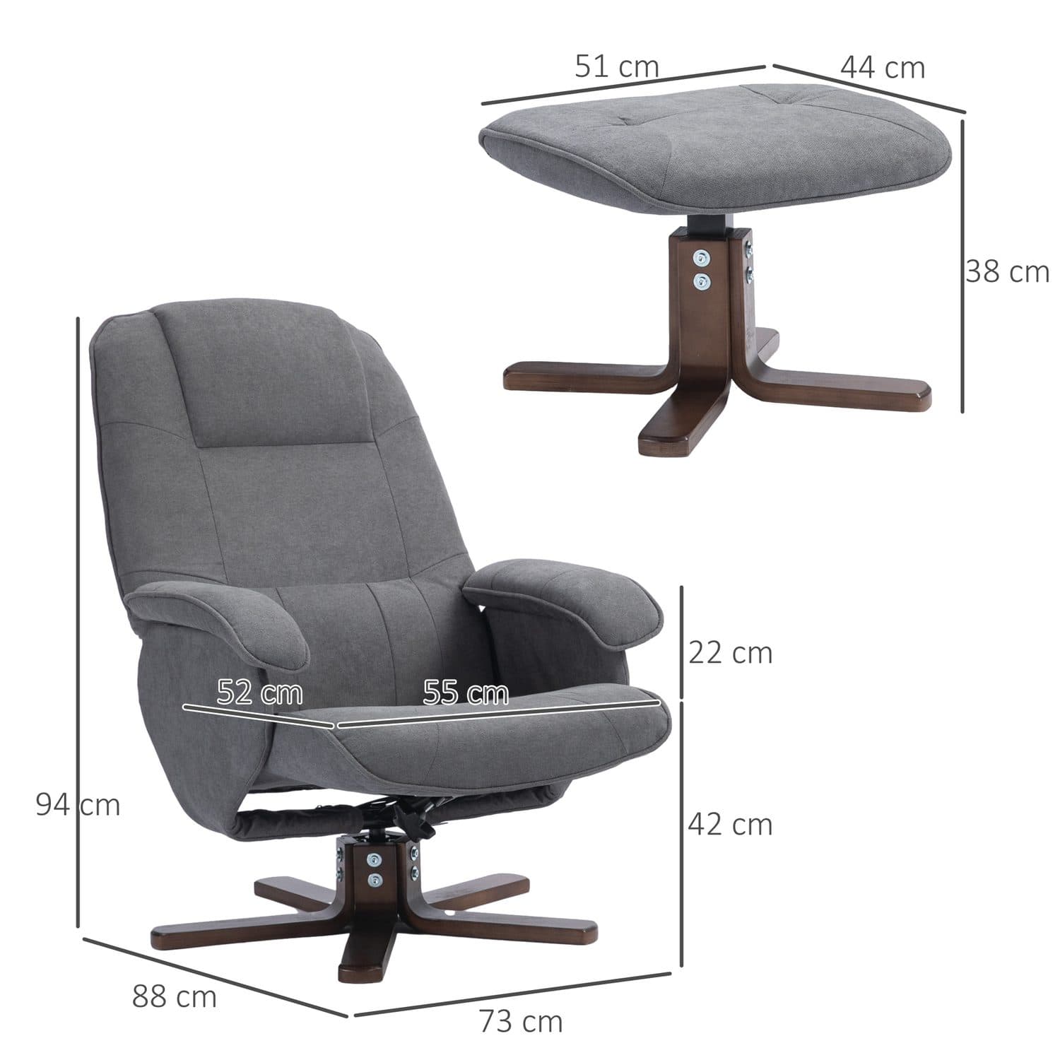 Grey Swivel Recliner & Footstool - image 4