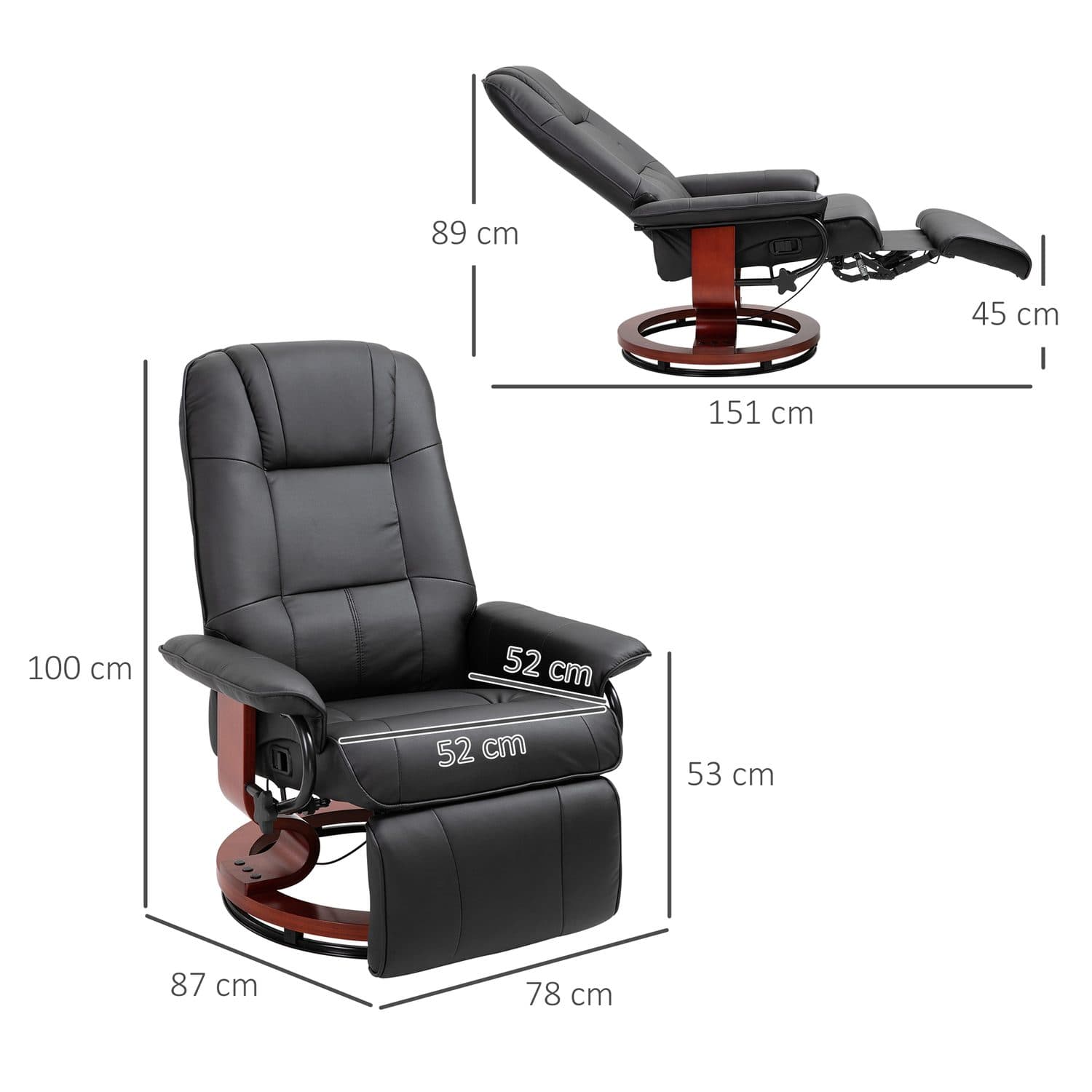 Black Reclining Swivel Chair - image 5