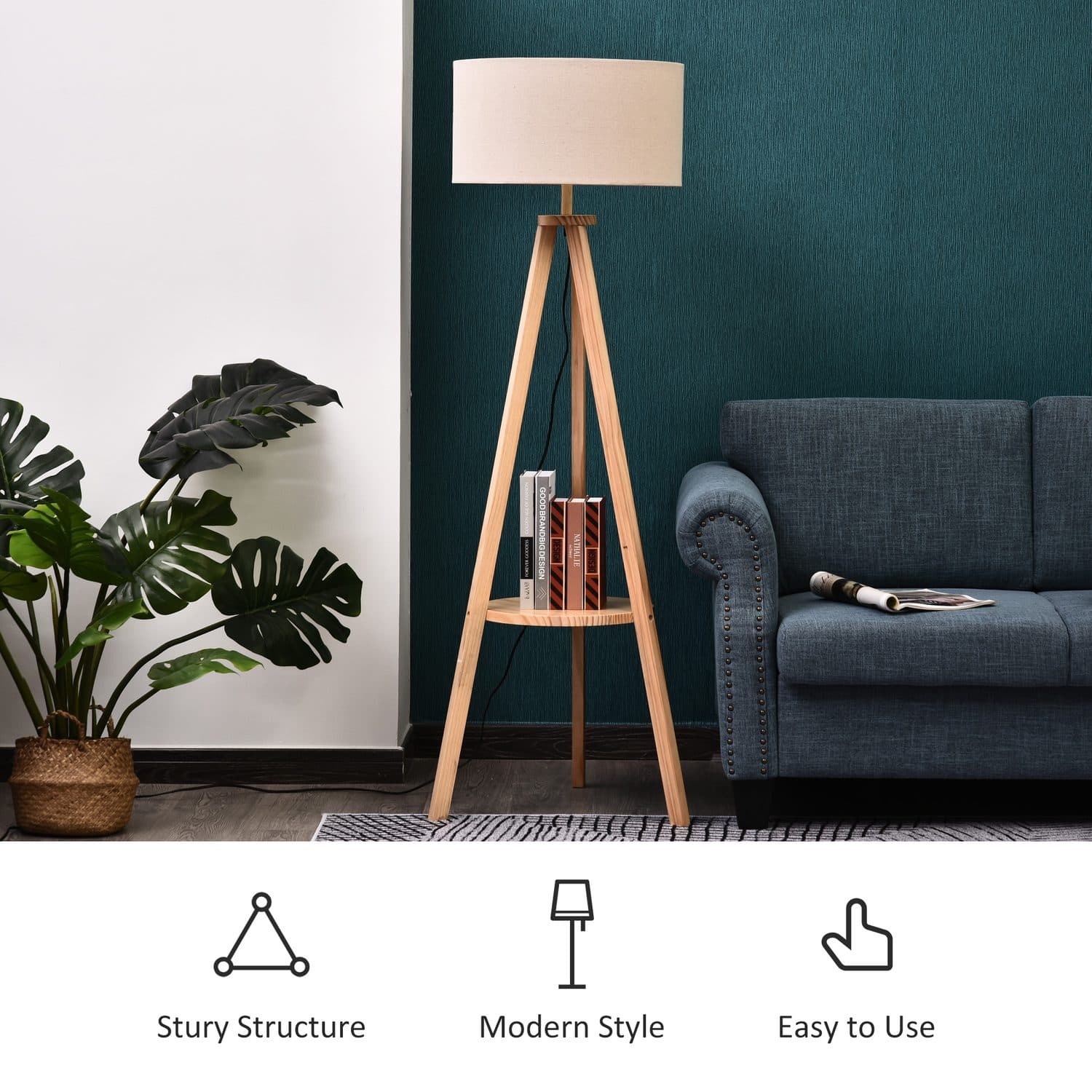 Cream Tripod Floor Lamp - image 1