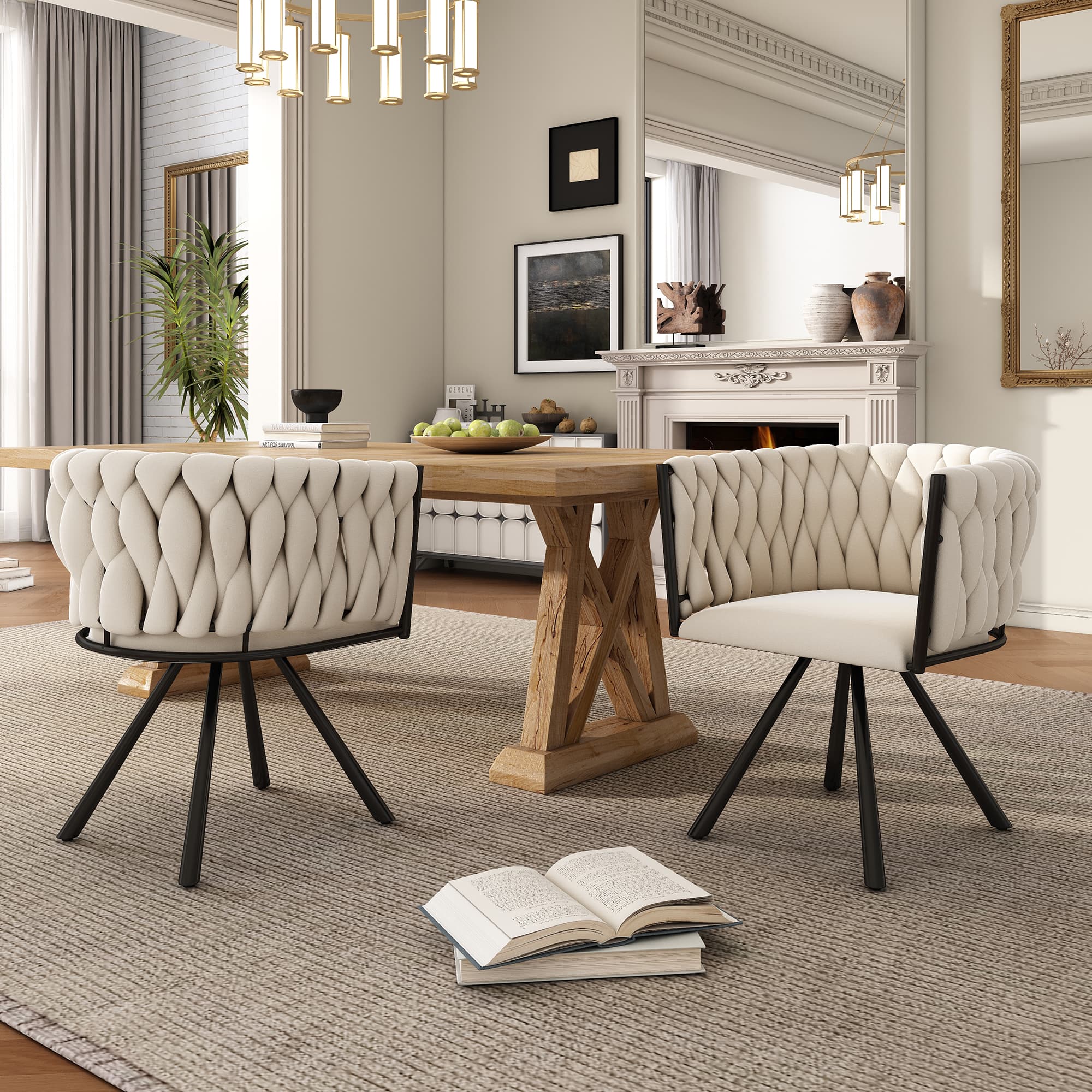 Beige Velvet Swivel Chair - image 2