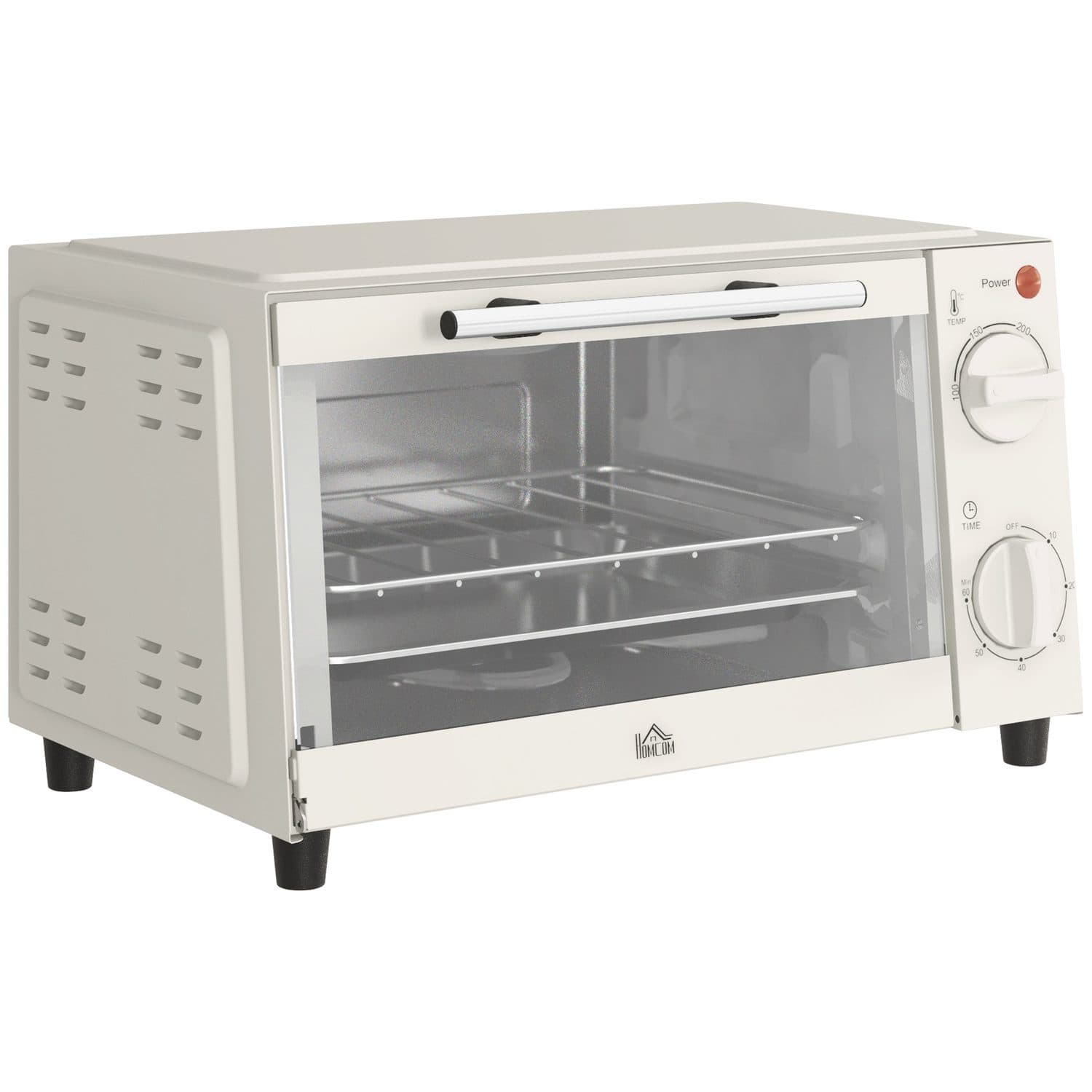 9-Litre Countertop Mini Oven with Temperature and Timer Controls - Cream