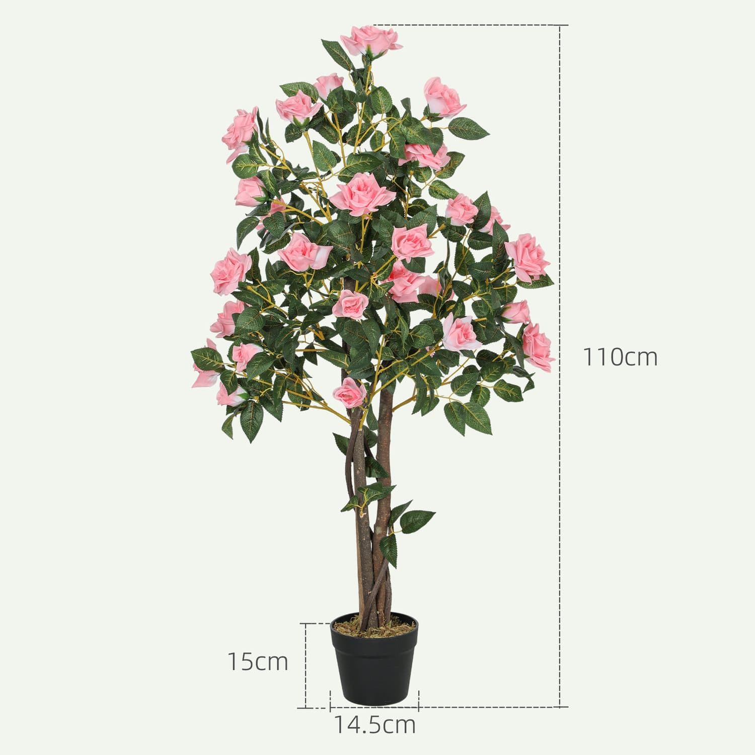 Set of Two 110cm Faux Rose Plants - image 5